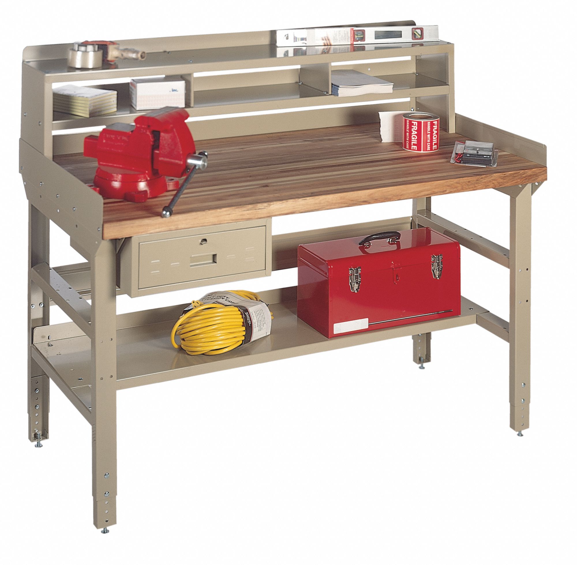 GRAINGER APPROVED Bolted Workbench with Riser, Butcher Block, 30" Depth