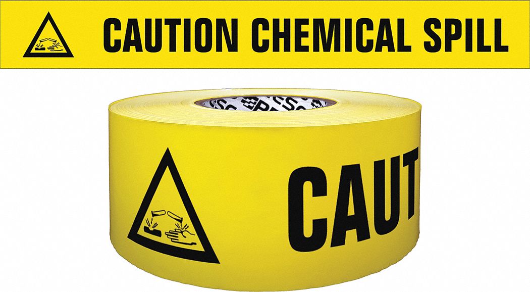 GRAINGER APPROVED Barricade Tape, Yellow, 3 in x 500 ft, Caution