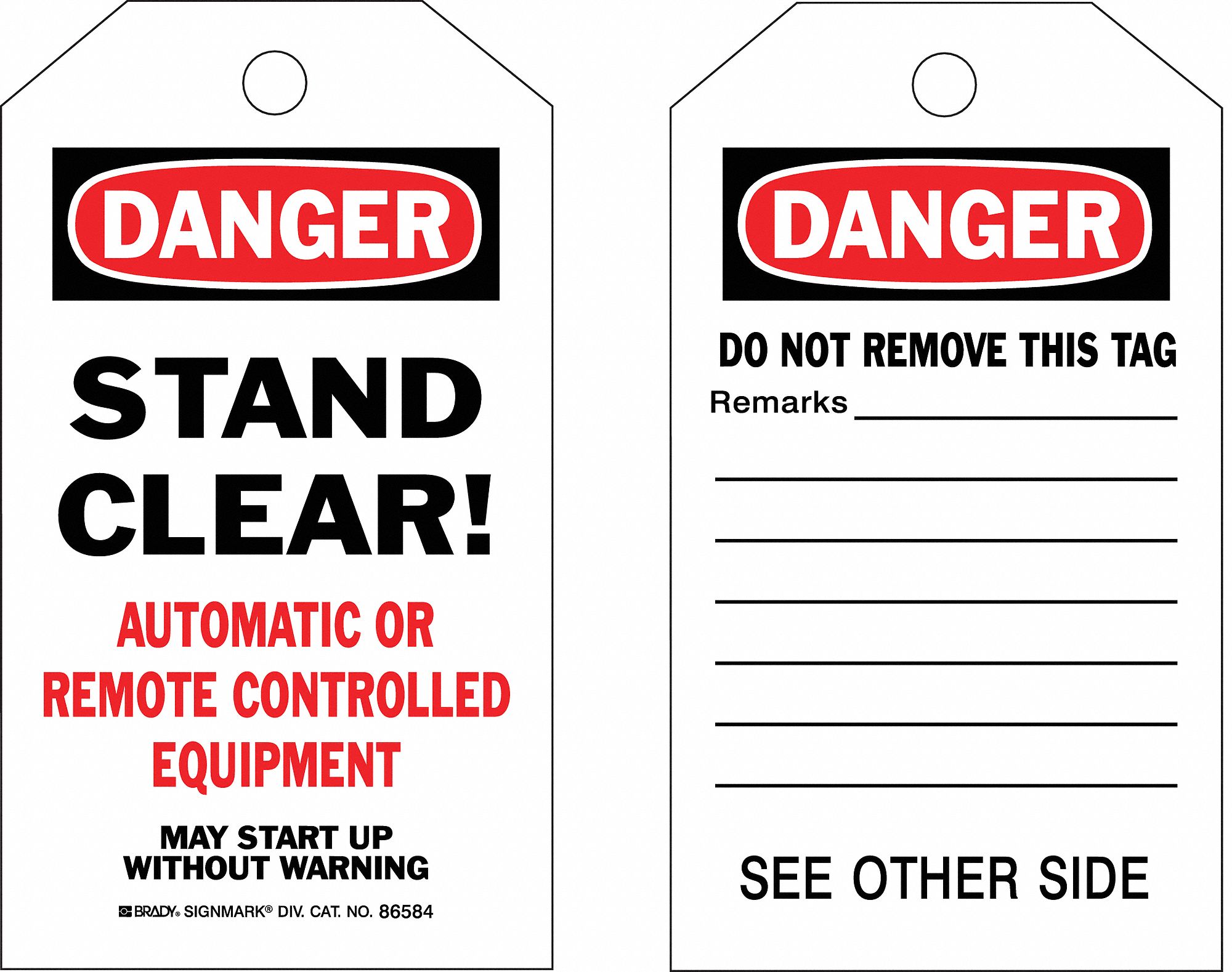 Economy PolyesterStand Clear! Automatic Or Remote Controlled Equipment, Danger Tag 7