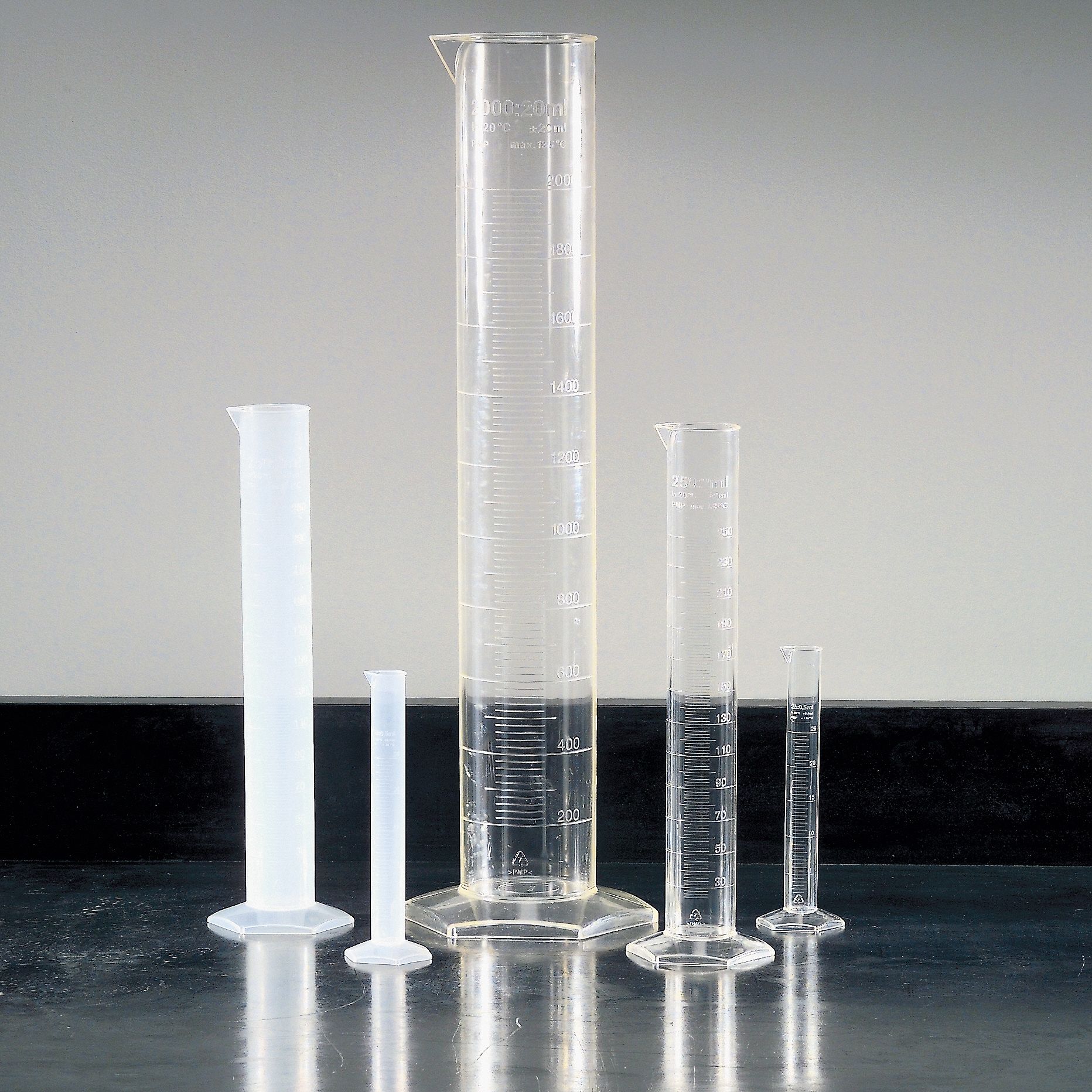 LAB SAFETY SUPPLY 50 to 500mL Plastic Graduated Cylinder, Clear, Height