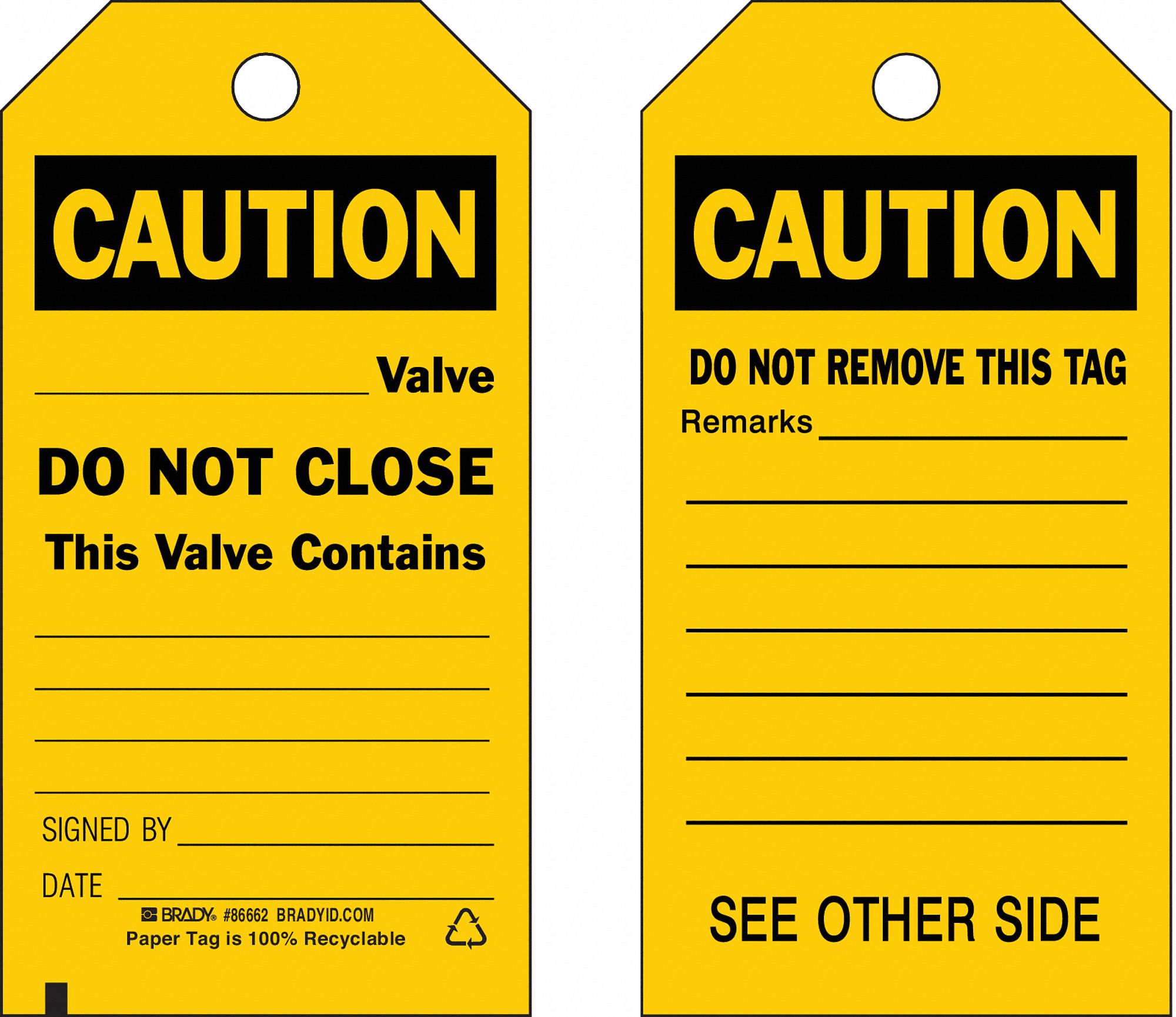 Cardstock___Valve Do Not Close This Valve Contains___, Caution Tag 5-3/4