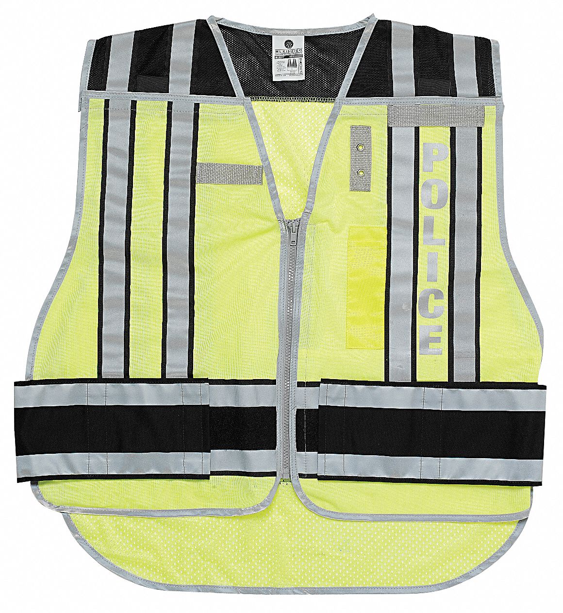 GRAINGER APPROVED Police Zipper Safety Vest, Type P, Class 2, High