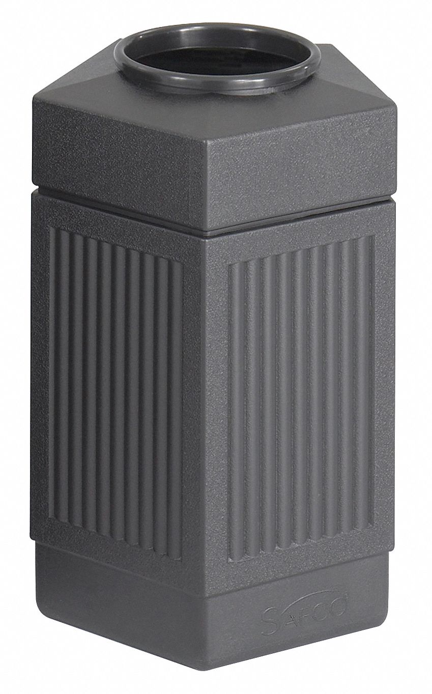 SAFCO Trash Can, 45 gal., Black, Plastic 9YJU69486BL Grainger