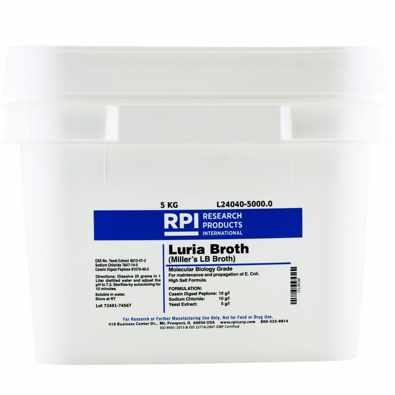 Rpi Kg Container Size Powder Luria Broth Millers Lb Broth