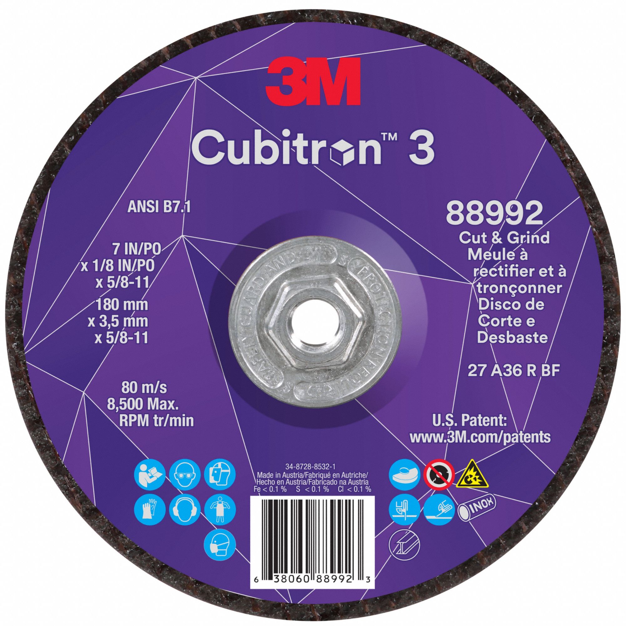 3M CUBITRON 3 Type 27 7 X 1 8 X 5 8 11 Cut Off And Grinding Wheel