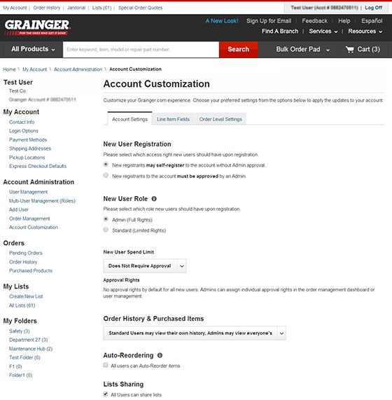 Customize Your Grainger.com Settings Customize Your Grainger.com Settings
