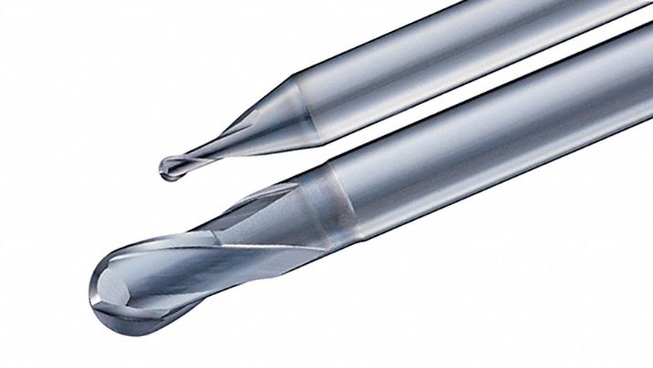 Ball End Mill: Carbide, Durorey Coated, 2 Flute, 12 mm Mill Dia, 18 mm LOC, 110 mm OAL