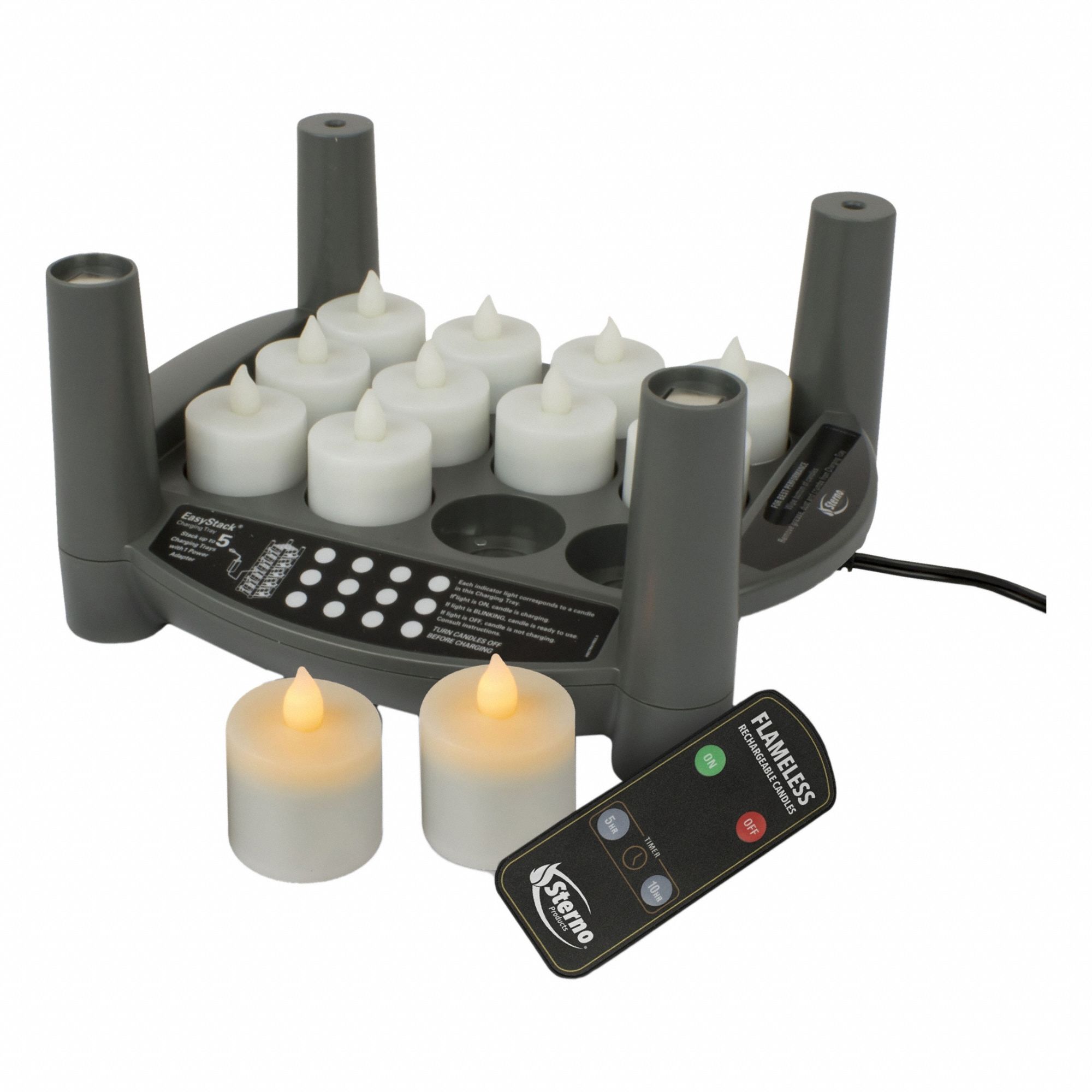 Flameless Candle: 40 hr Burn Time, White, 4 1/2 in Overall Ht, 7 in Overall Wd