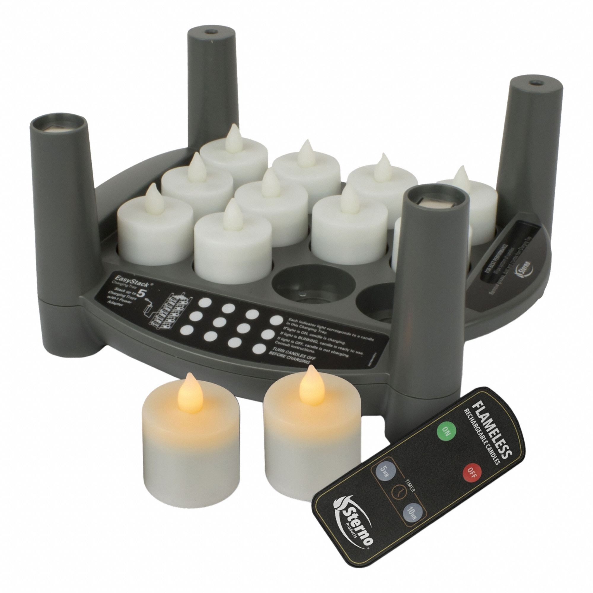 Flameless Candle: 40 hr Burn Time, Black/White, 4 1/2 in Overall Ht, 7 in Overall Wd