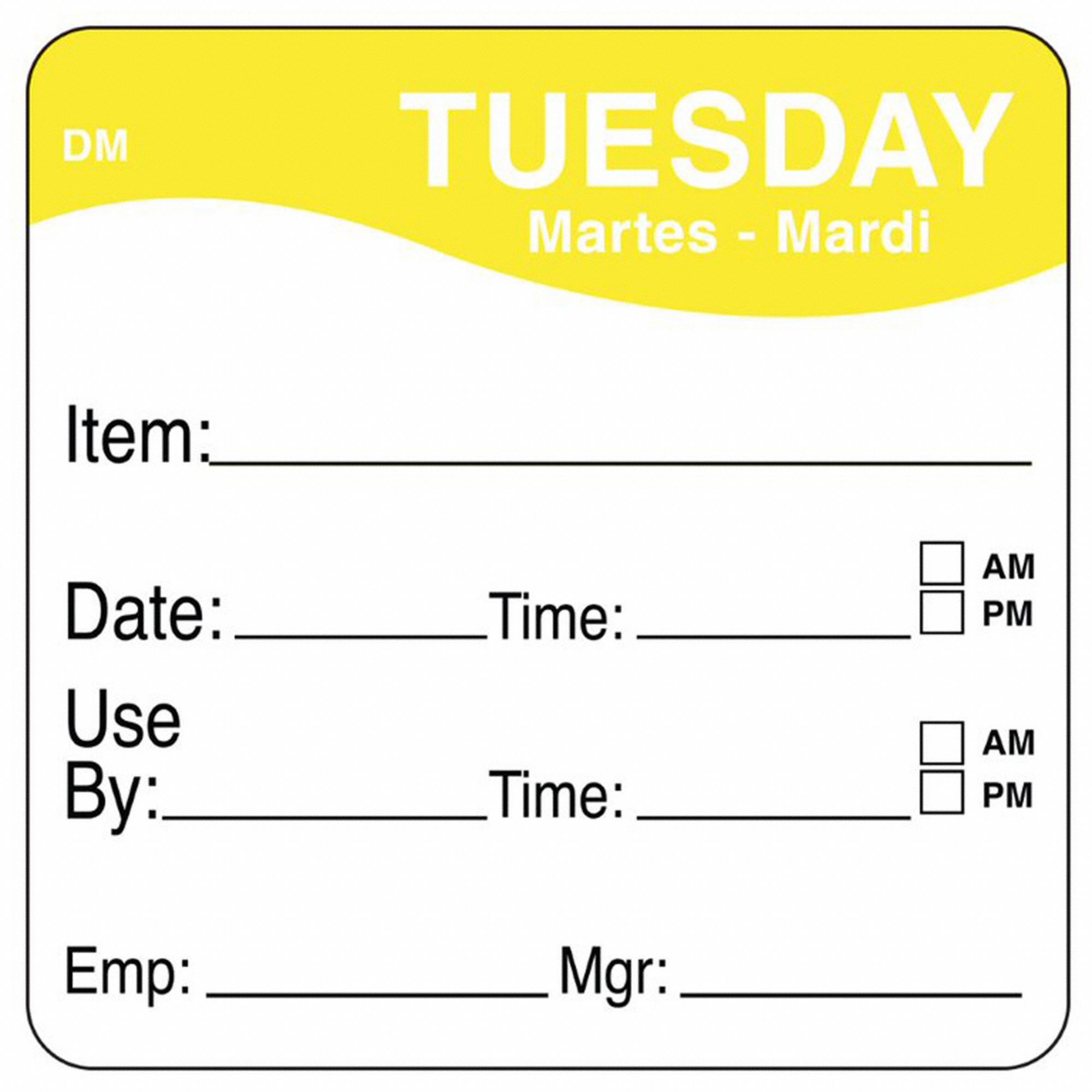 D5397 Day Label Yellow PK250