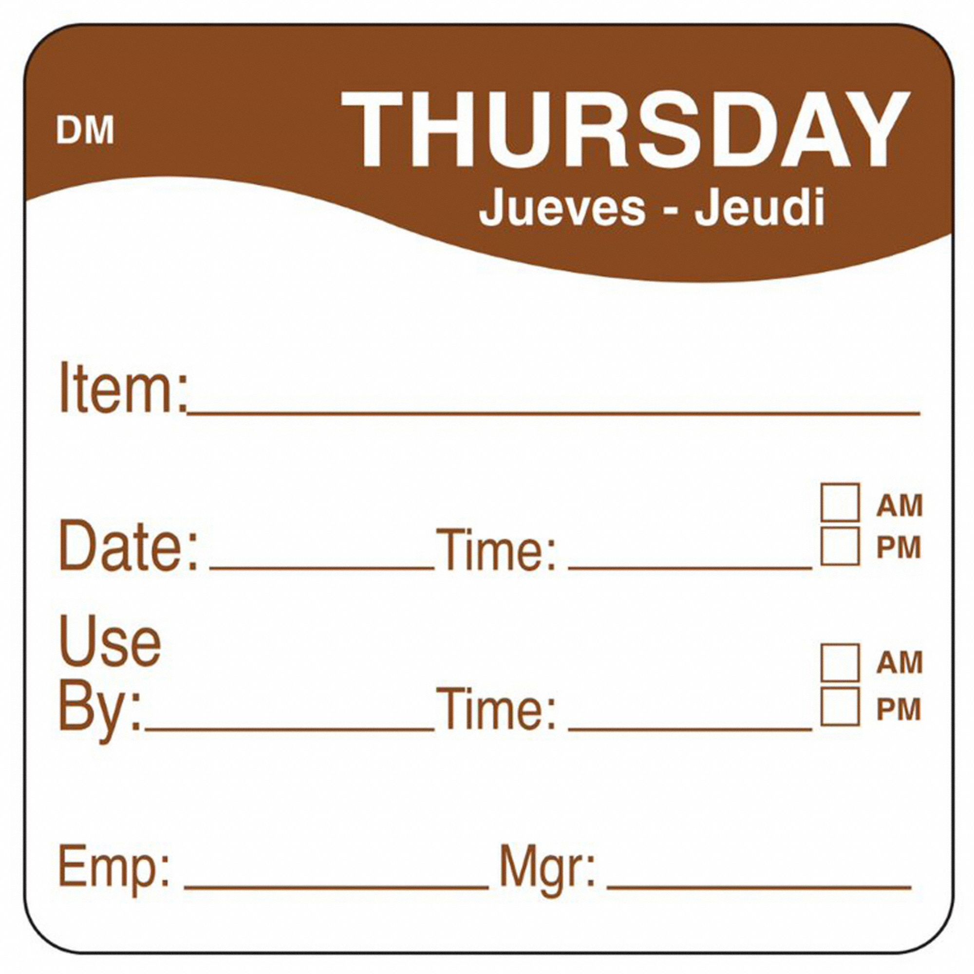 D5397 Day Label Brown PK250