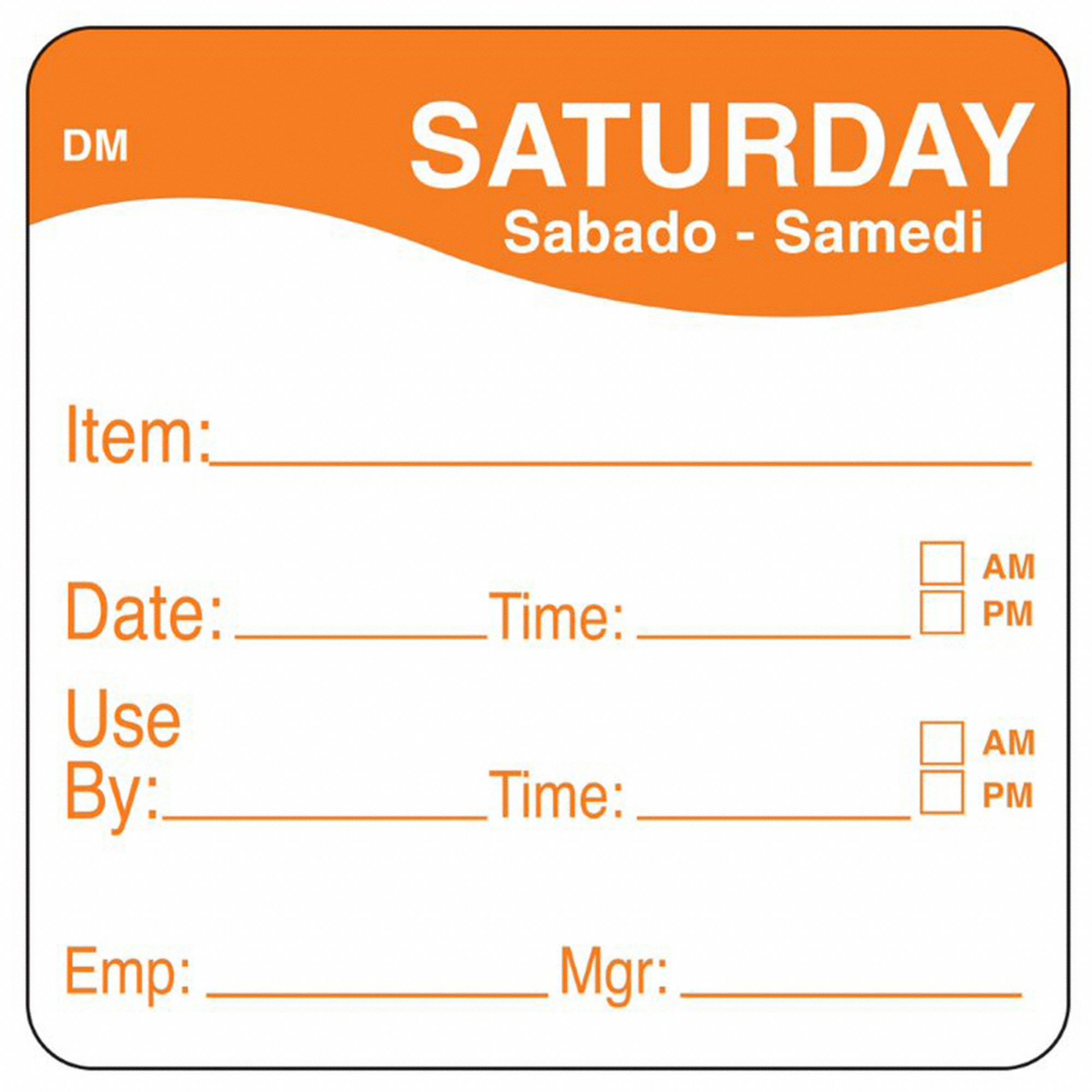 D5397 Day Label Orange PK250