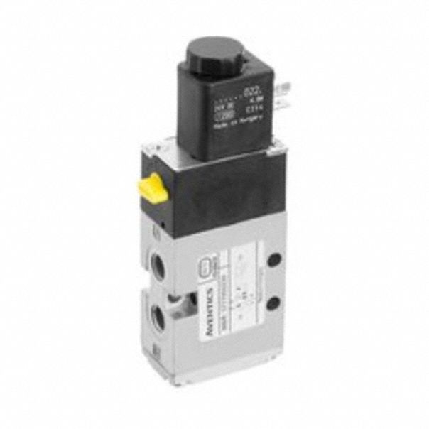 Solenoid Air Control Valve: Five-Way / Two-Position, Female 1/8 in BSPT, 26 mm BSPT, Spool