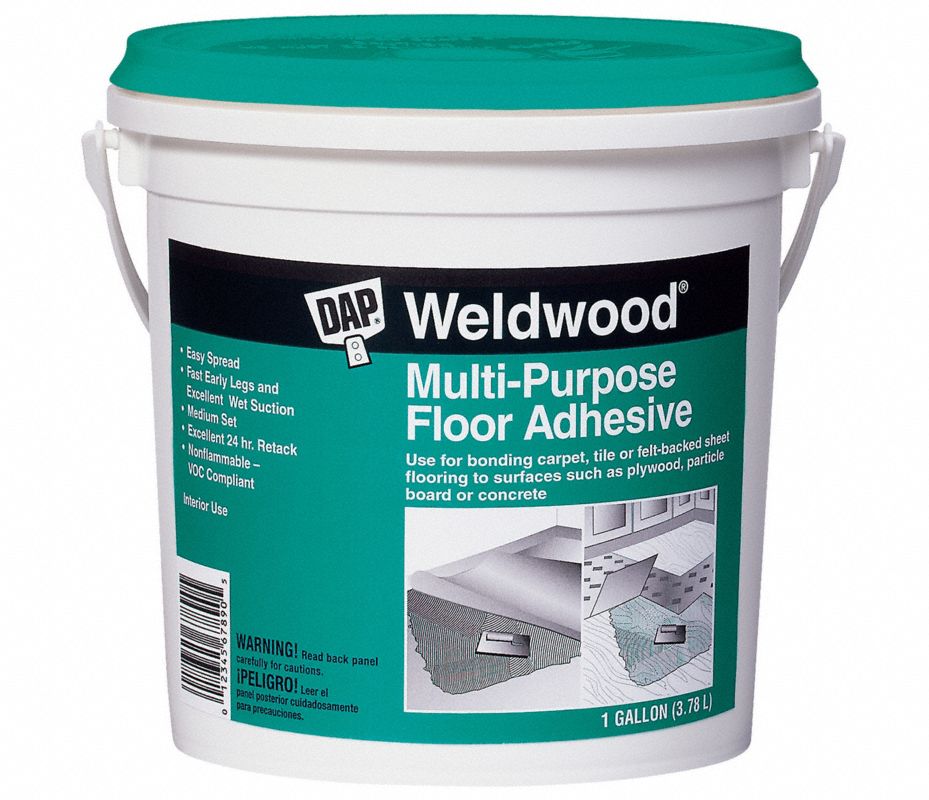 DAP Adhesivo para Pisos 1 gal., Color Rayas Blancas, Tiempo de Curado