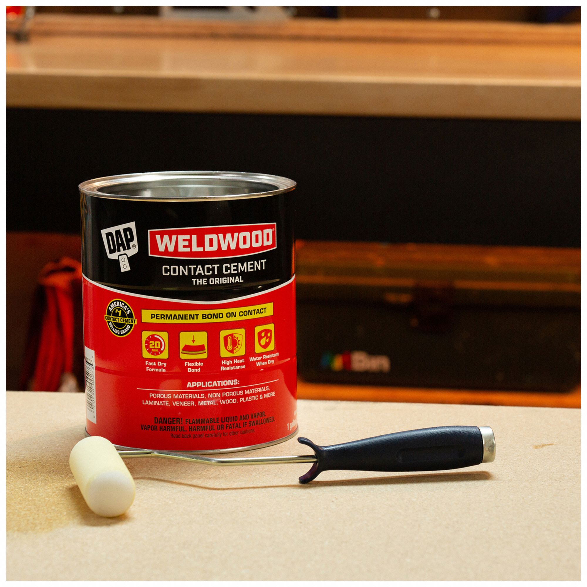 DAP Contact Cement Weldwood Original, Gen Purpose, 1 qt, Can, Tan