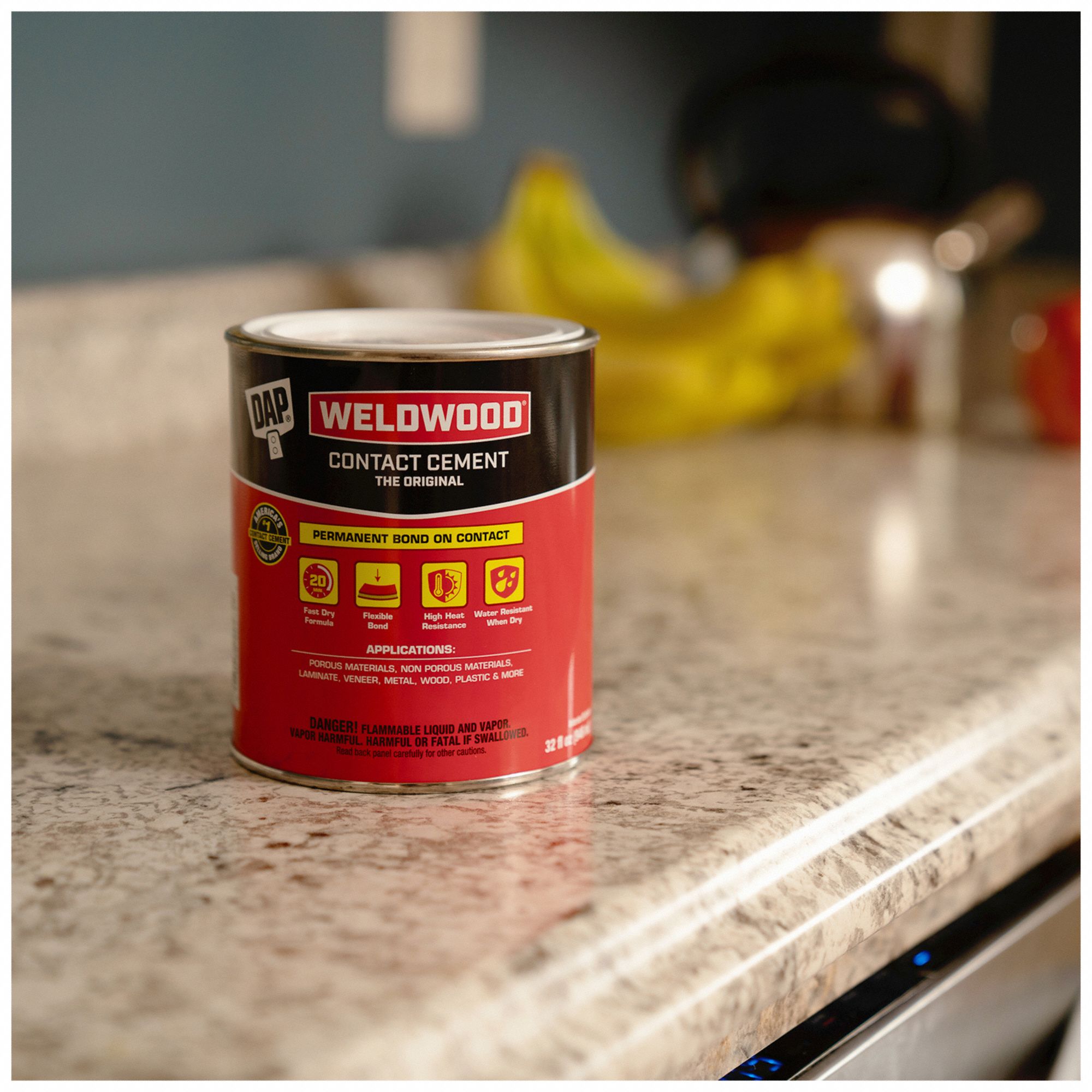 DAP Contact Cement Weldwood Original, Gen Purpose, 1 qt, Can, Tan