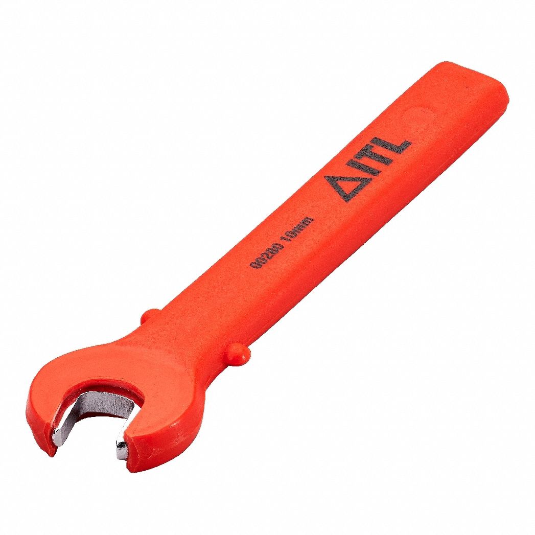 Open End Wrench: Alloy Steel, Chrome, 25/64 in Head Size, 4 3/4 in Overall Lg, Std, Insulated