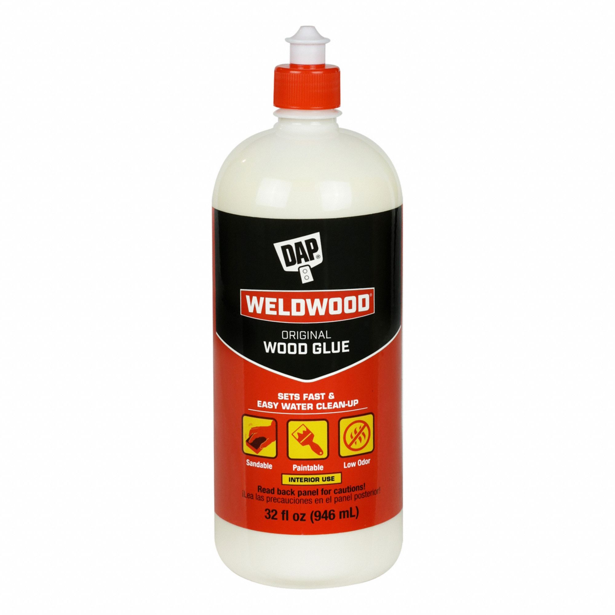 Wood Glue: Weldwood, Std Working Time, Interior Only, 32 fl oz, Bottle, Clear