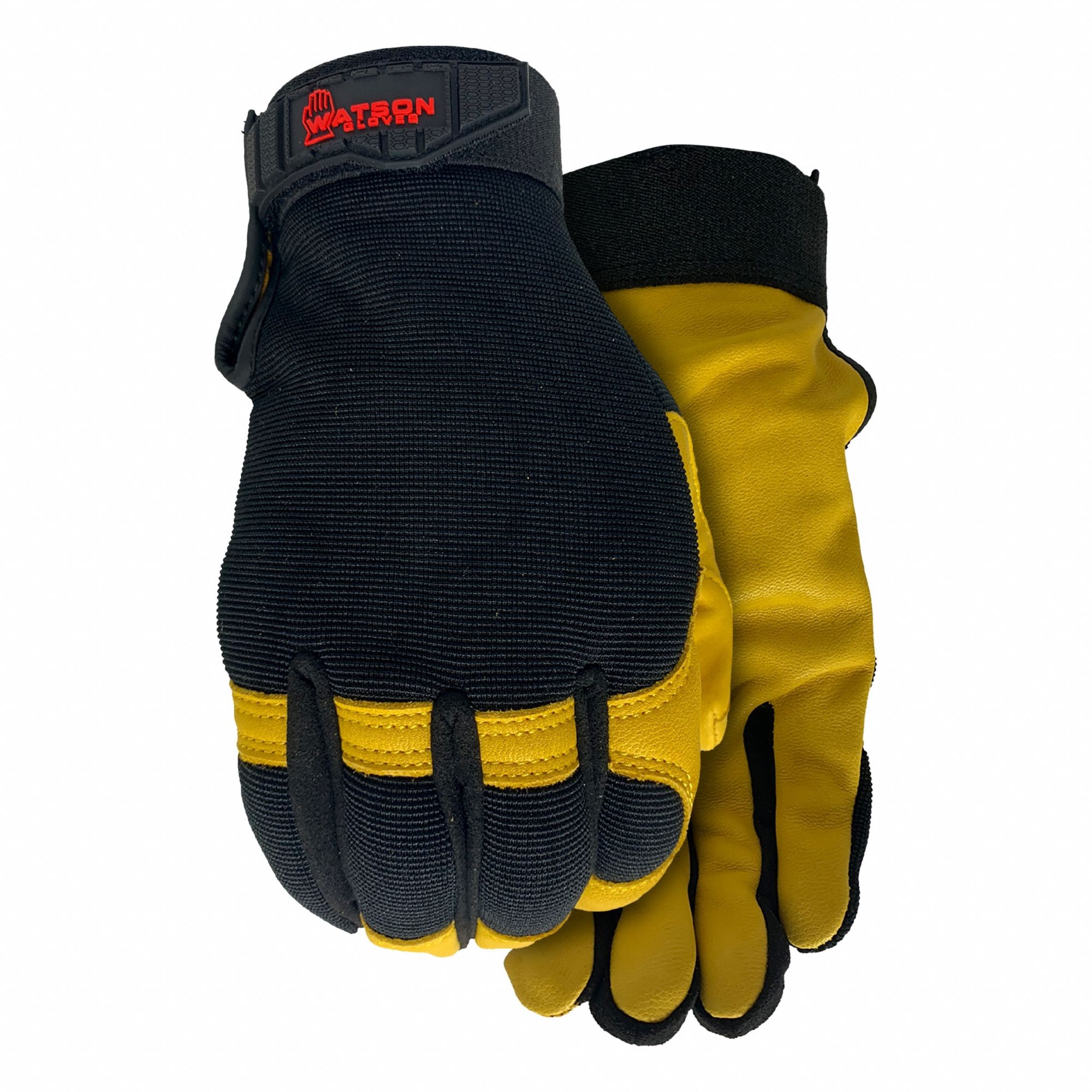 Mechanics Gloves: 2XL ( 13 ), Mechanics Glove, Full Finger, Goatskin, Black/Tan, 1 PR