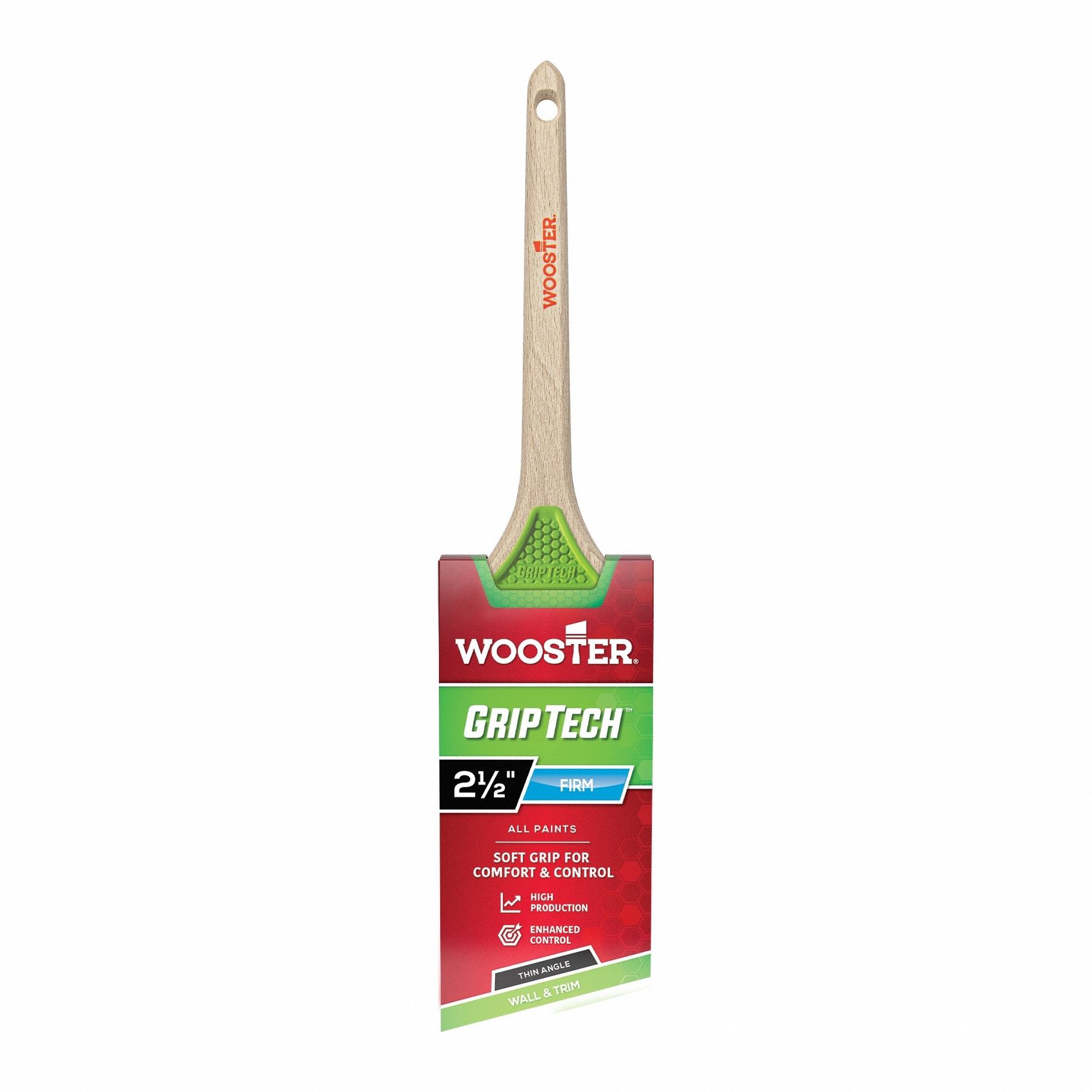 Paint Brush: Angle Sash Brush, 2 1/2 in, Polyester, Polyester
