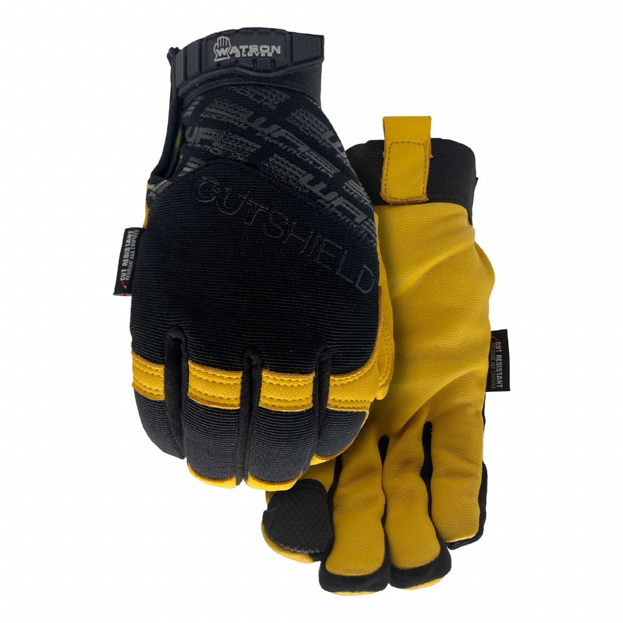 Mechanics Gloves: 2XL ( 13 ), Mechanics Glove, Full Finger, Goatskin, Black/Tan, 1 PR