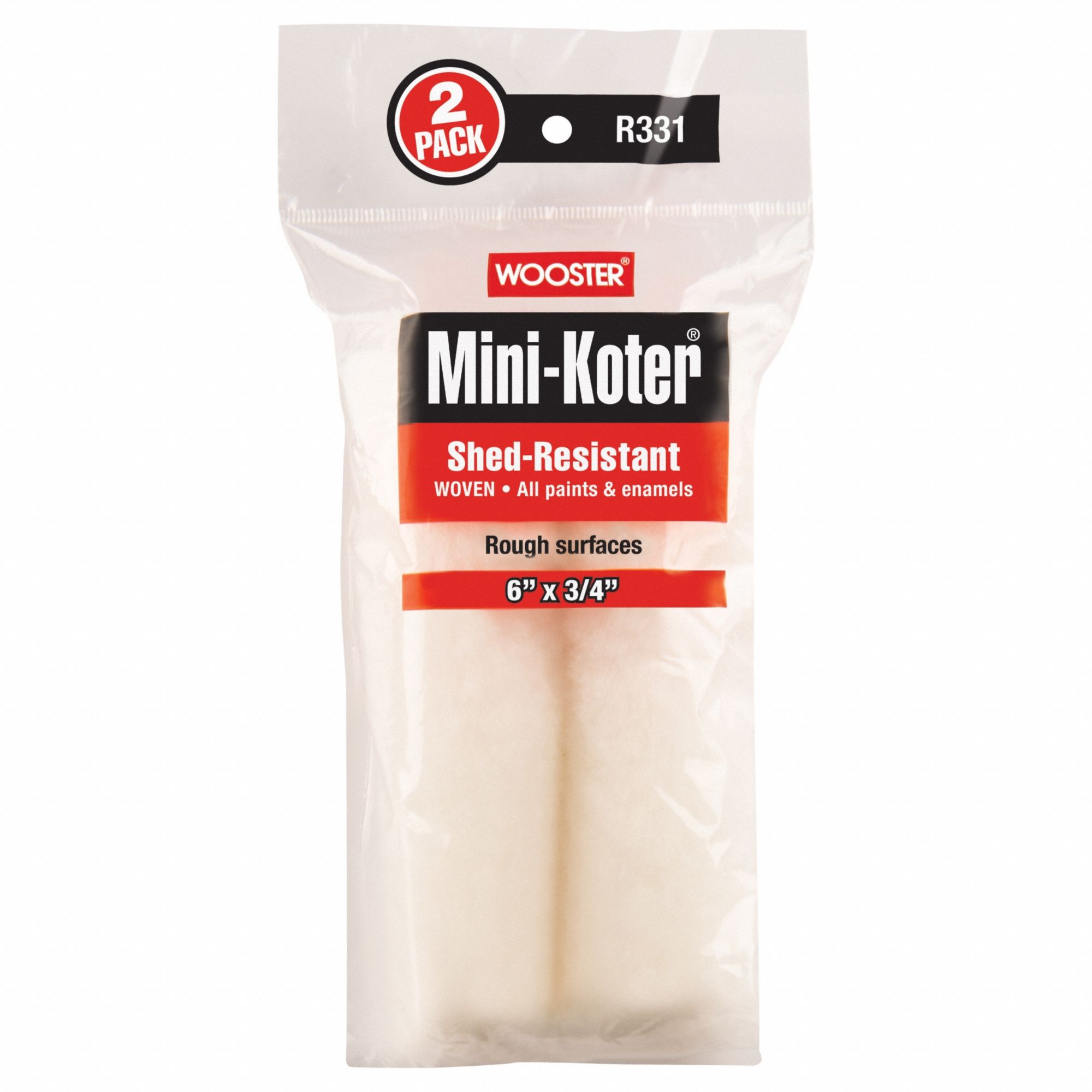 WOVEN PAINT ROLLER COVER, 6 IN L, 3/4 IN NAP SIZE, WOVEN FABRIC, STANDARD, 3/4 IN NAP SIZE, 2 PK