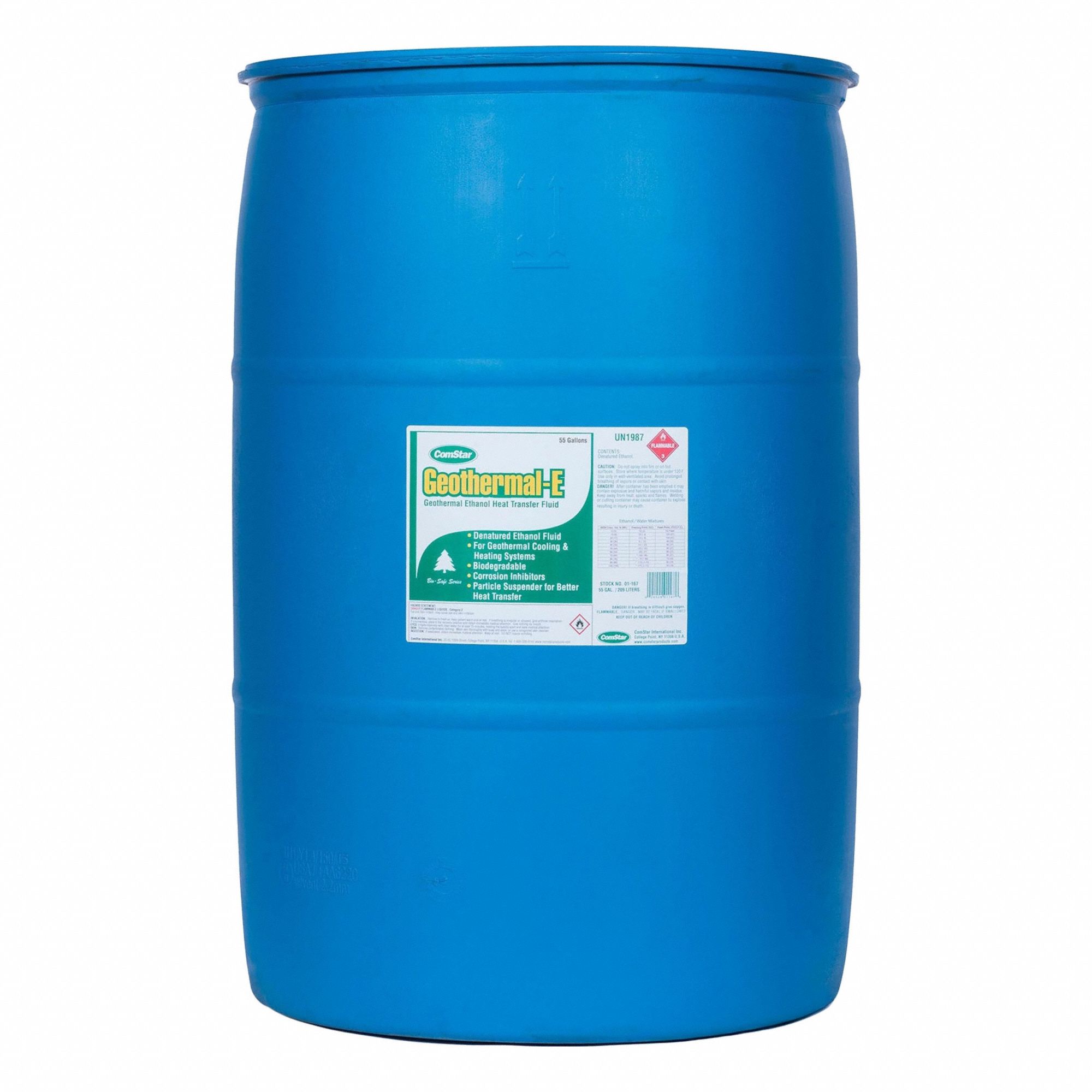 Heat Transfer Fluid: Geothermal-E, Not Food Safe, 100% Concentration, Green, 55 gal Drum