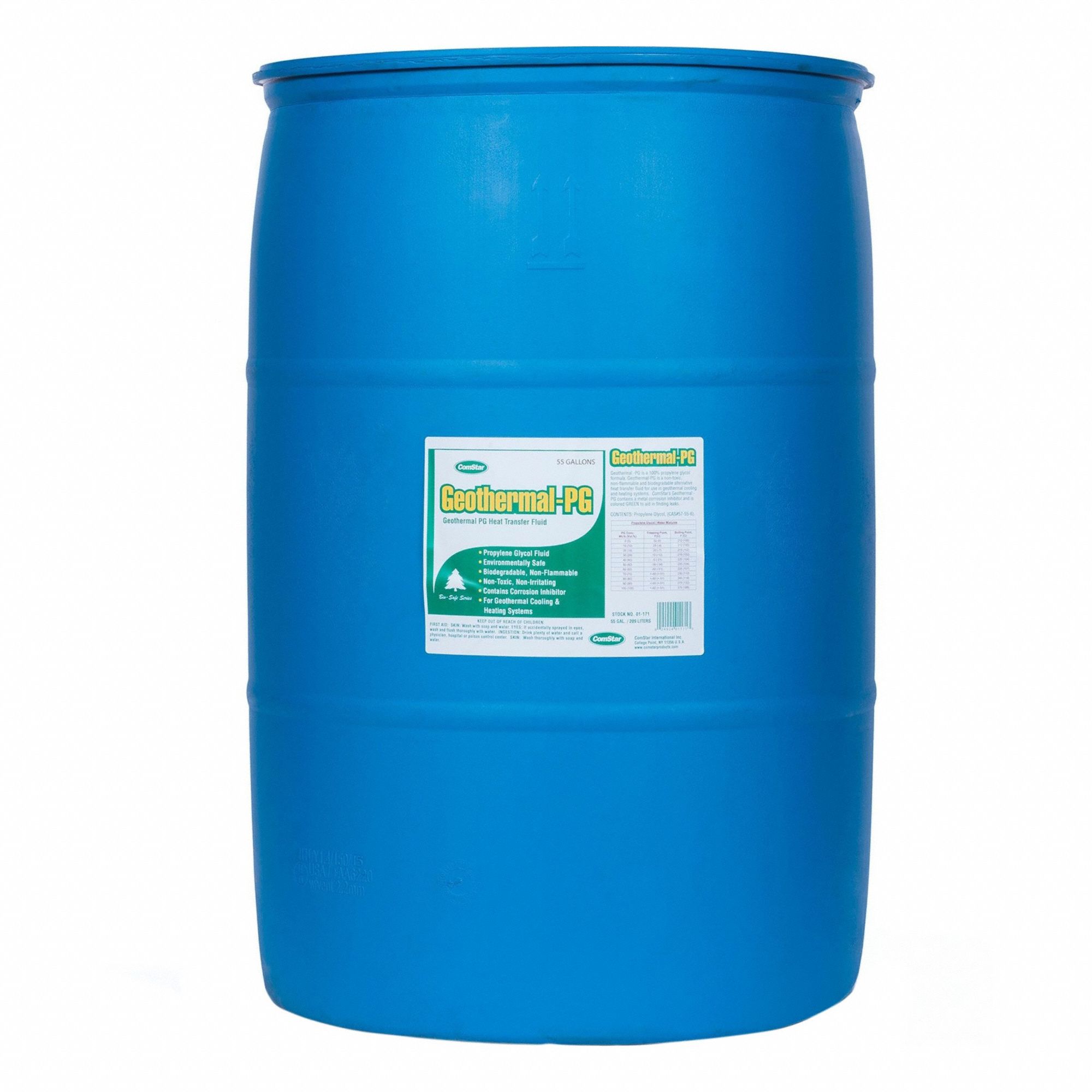 Heat Transfer Fluid: Geothermal-PG, Food Safe, 100% Concentration, Green, 55 gal Drum