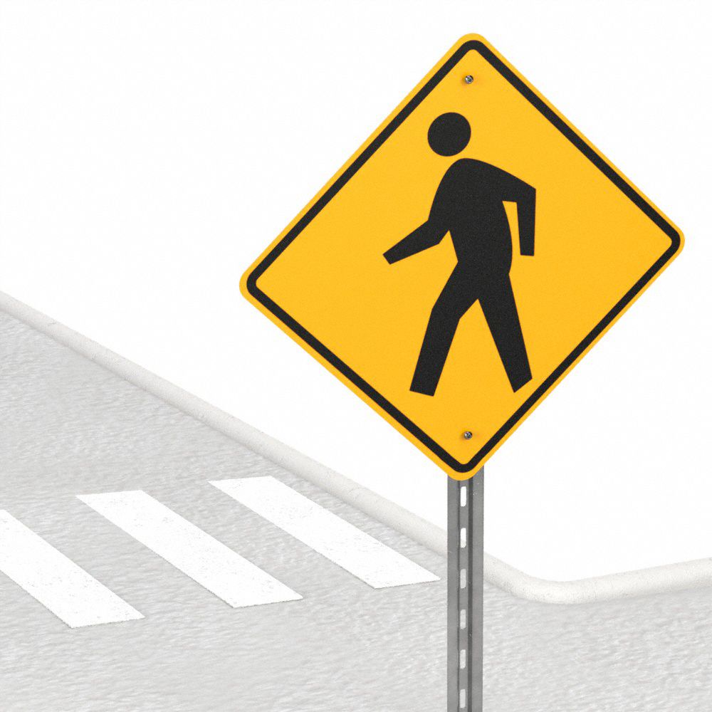 Pedestrian crossing road traffic sign showing a person on a zebra