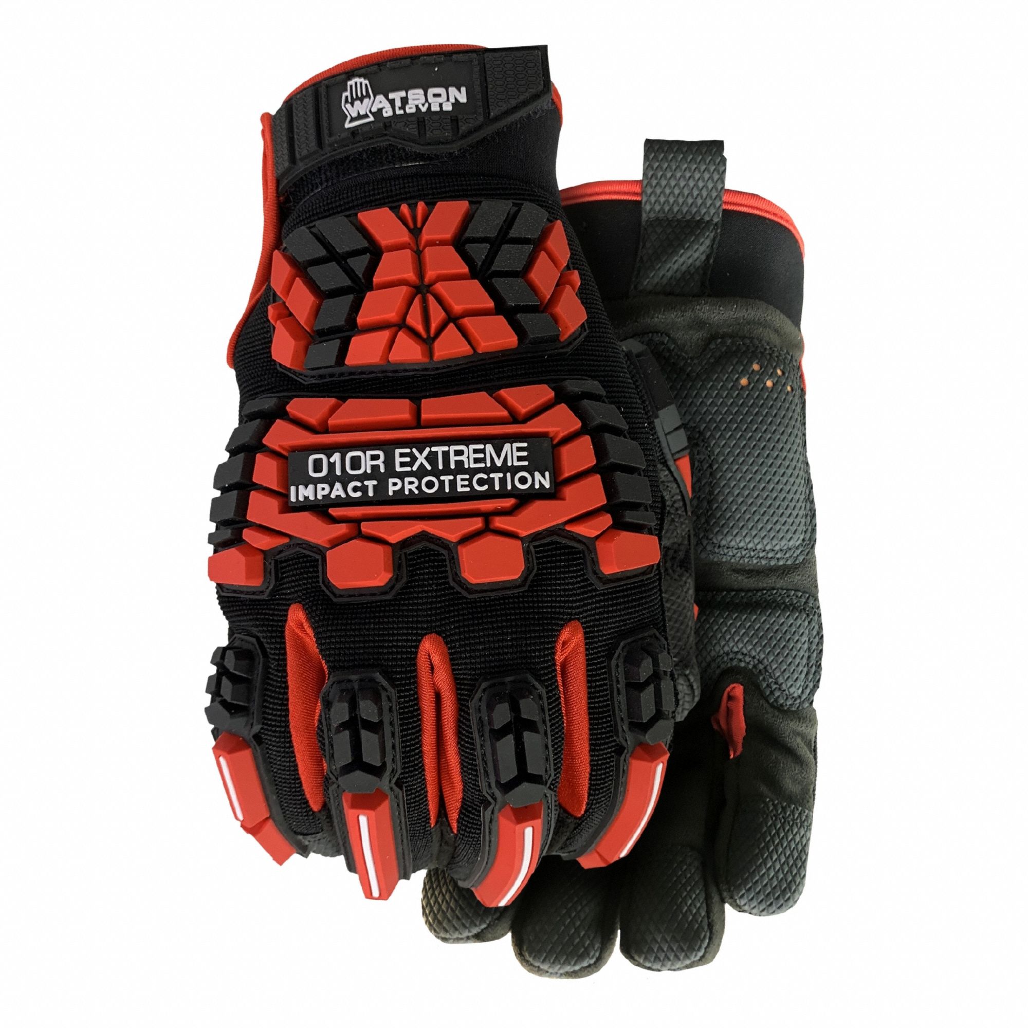 Mechanics Gloves: 2XL ( 13 ), Mechanics Glove, Full Finger, Microfibre, TPR, Red, 1 PR