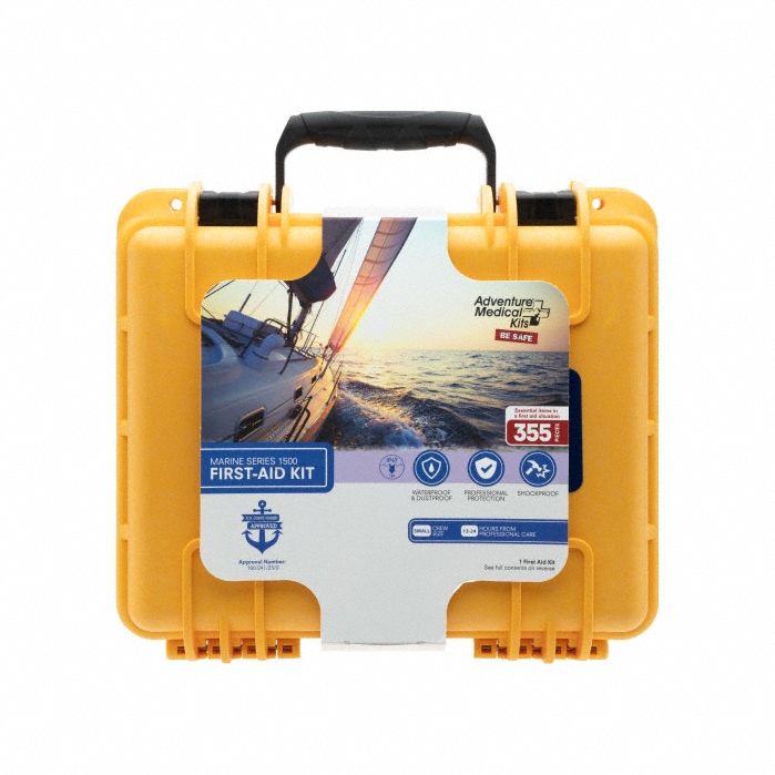 First Aid Kit and Housing: Marine, 8 People Served, 243 Components, Plastic