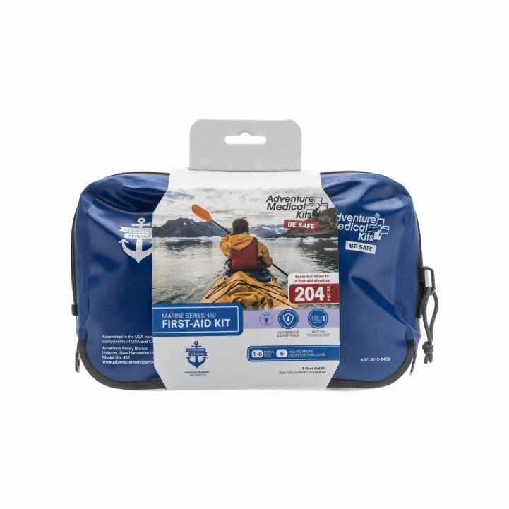 First Aid Kit and Housing: Marine, 6 People Served, 141 Components, Nylon