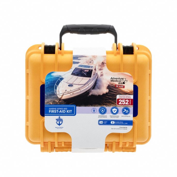 First Aid Kit and Housing: Marine, 8 People Served, 138 Components, Plastic