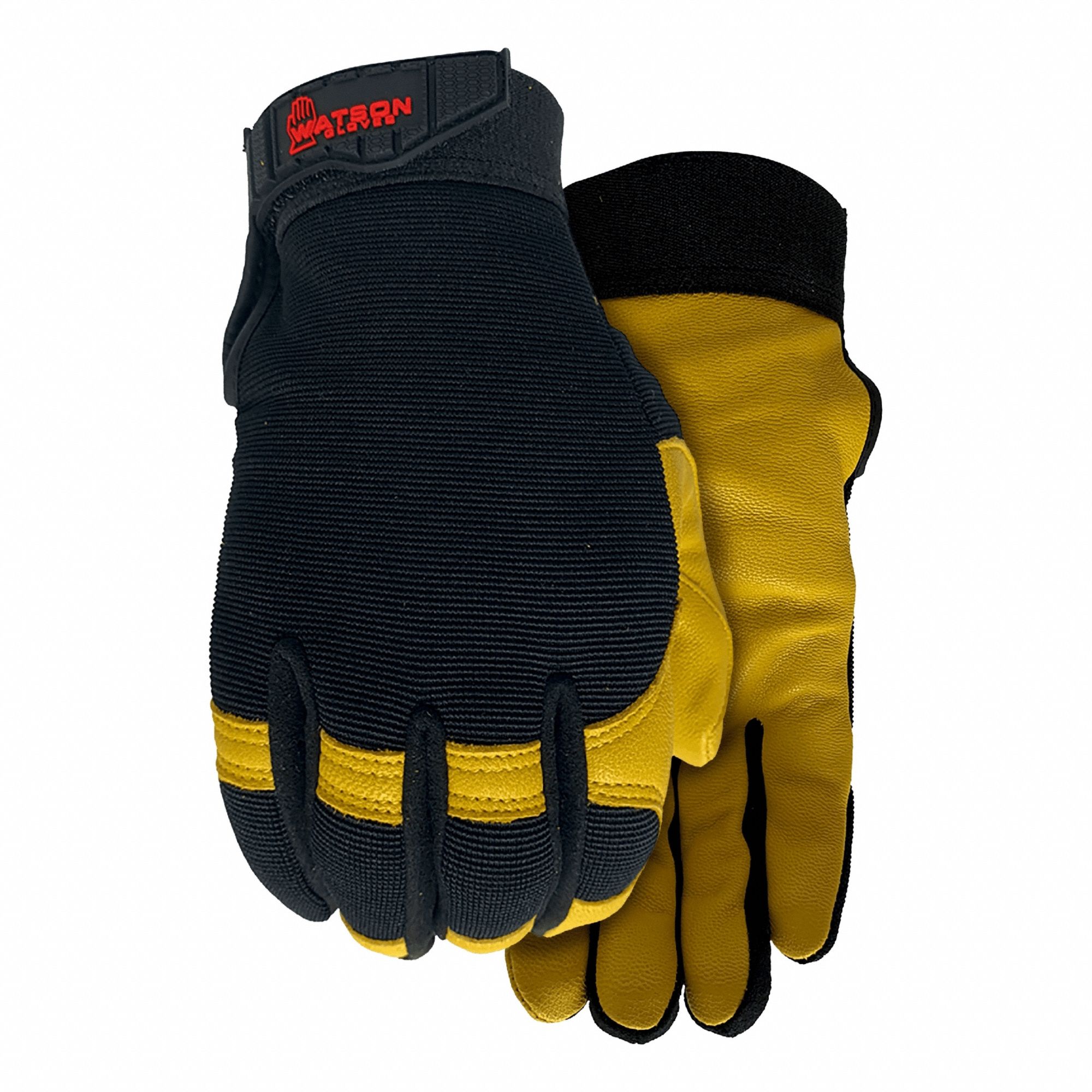 Mechanics Gloves: M, Mechanics Glove, Full Finger, Goatskin, Hook-and-Loop Cuff, 1 PR