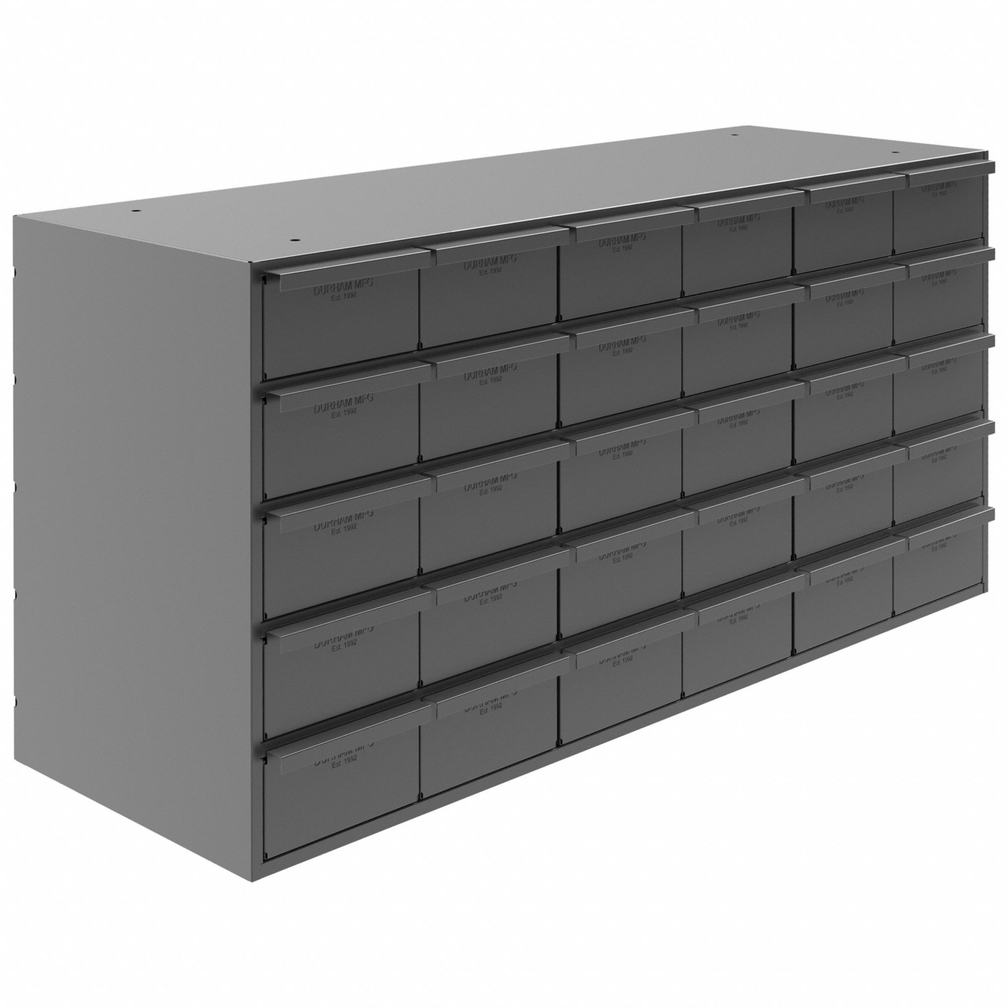 DURHAM MFG Drawer Bin Cabinet: 33 3/4 in x 12 1/4 in x 17 3/4 in, 30  Drawers, Stackable, Steel, Gray