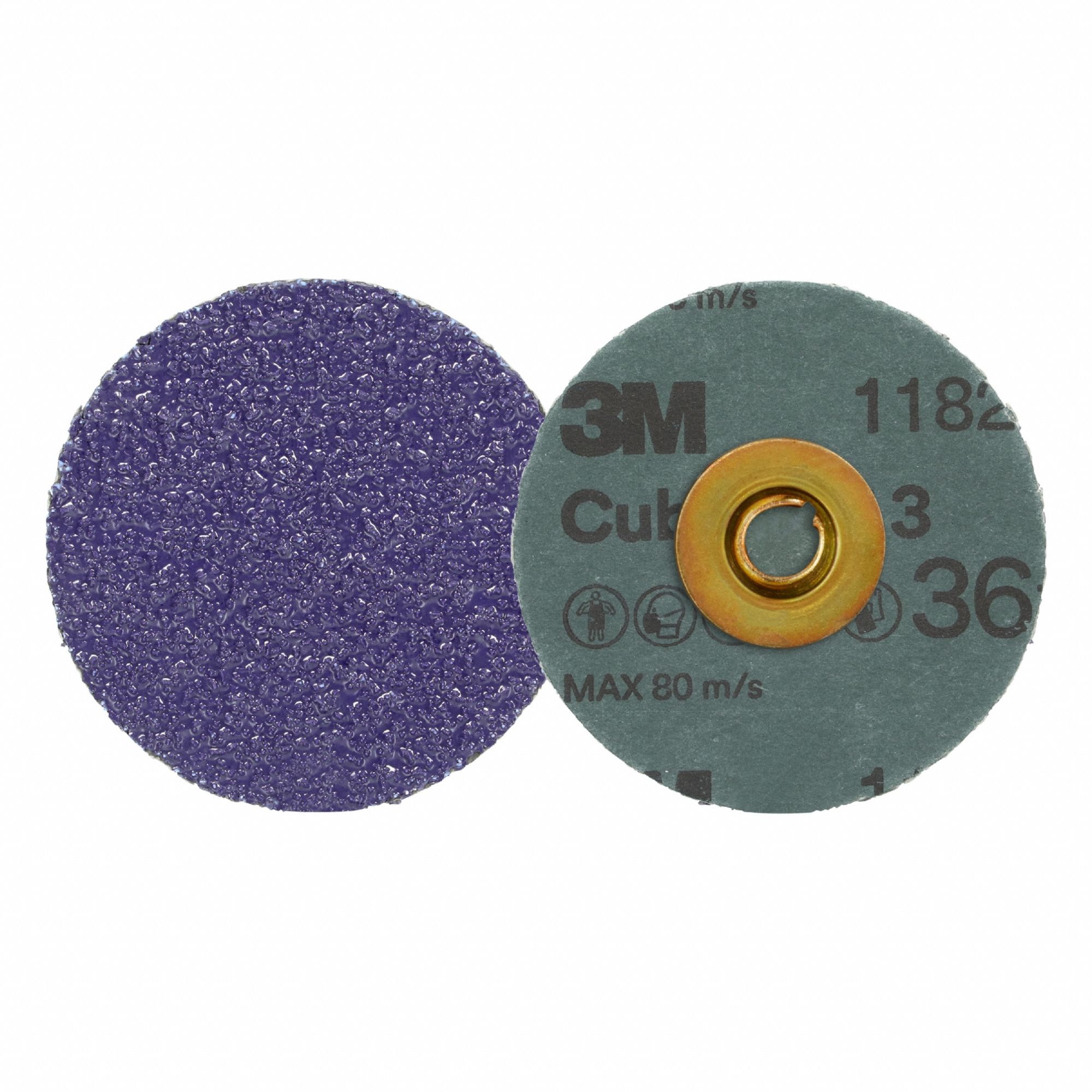 Quick-Change Disc: TSM, 3", Ceramic, 36 Grit, YF Wt Fiber, 1182C, 50 PK