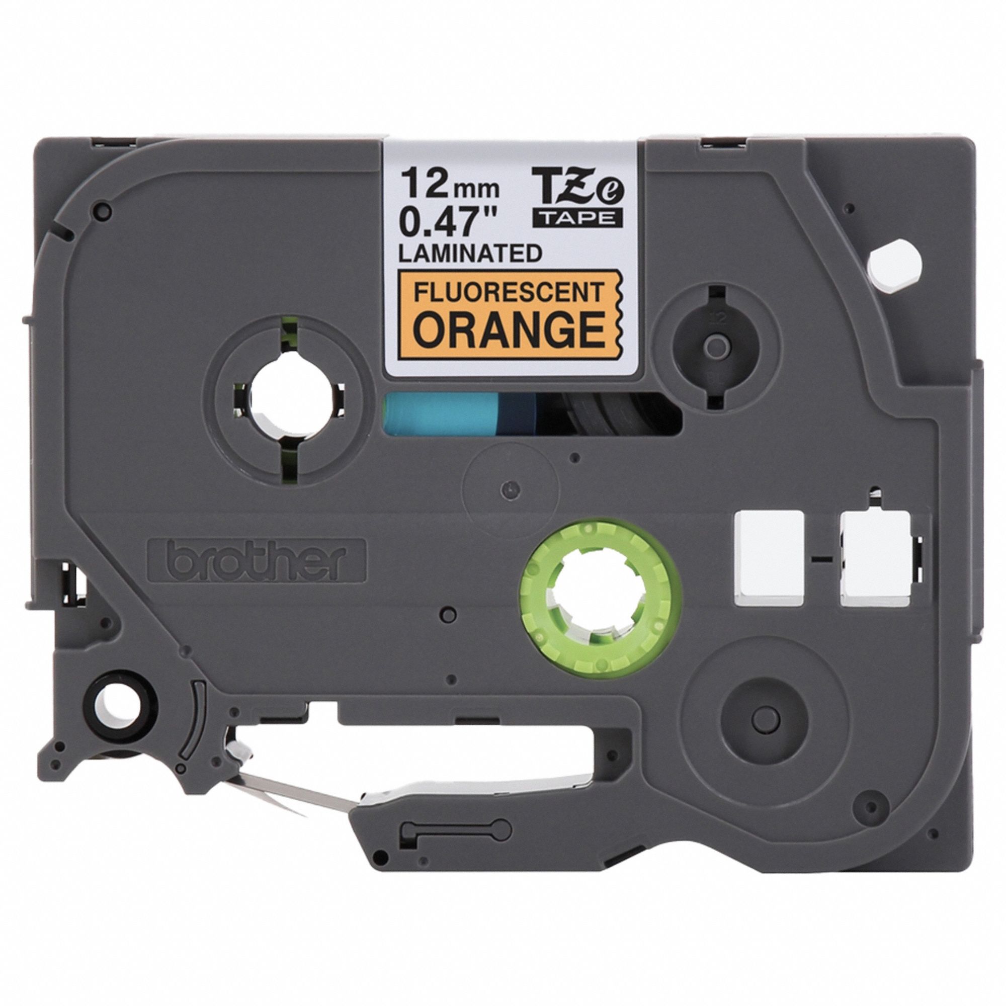 Combined Label and Ribbon Cartridge: 15/32 in x 16 3/8 ft, Polyester, Fluorescent Orange (Gloss)