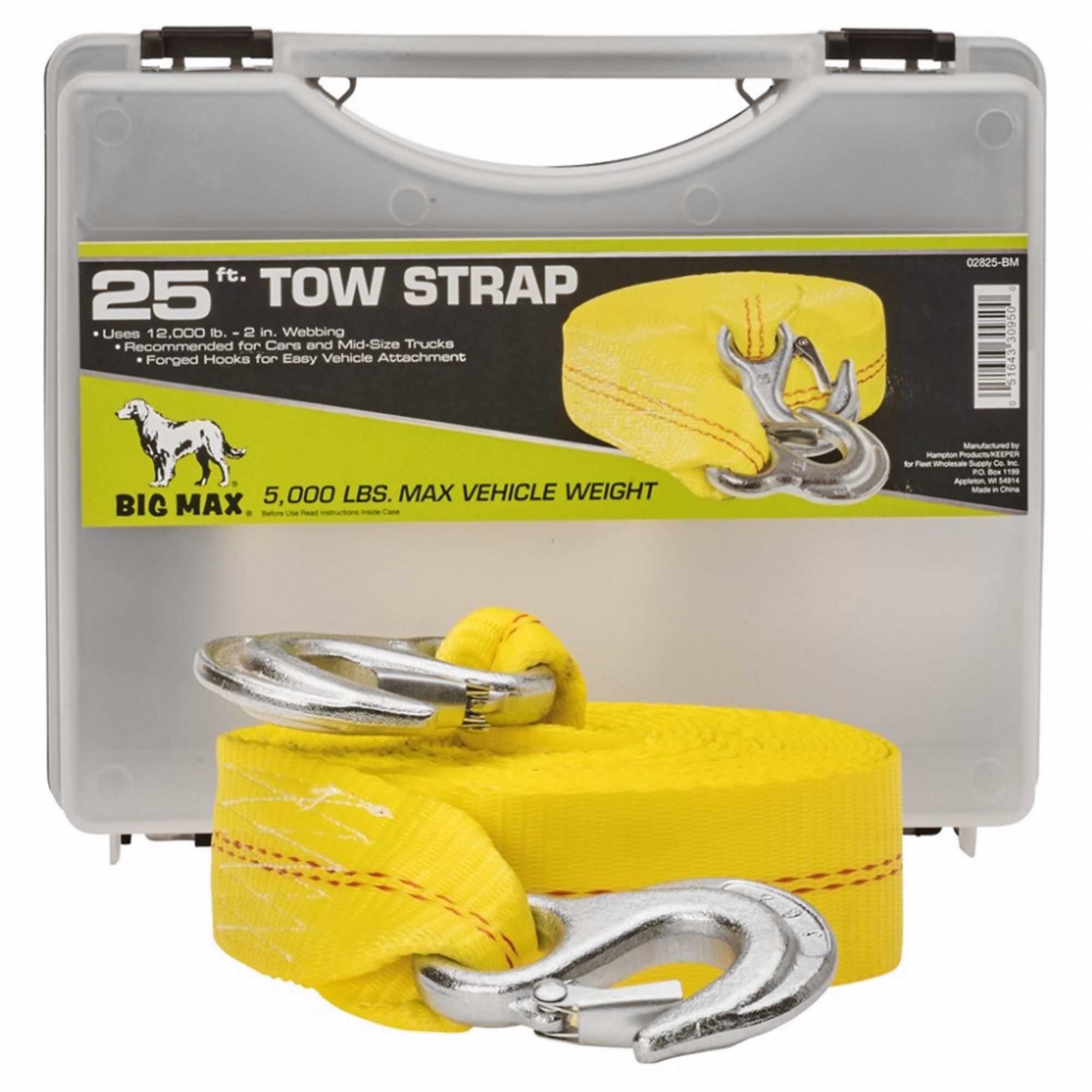 KEEPER, 2 in Overall Wd, 25 ft Overall Lg, Emergency Tow Strap 801WE8