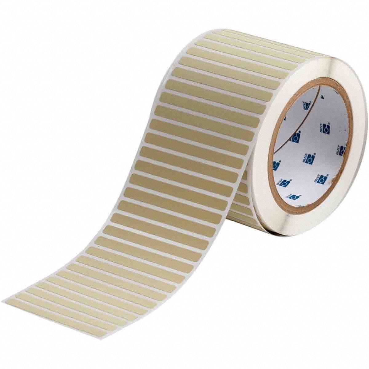 Pre-Cut Label Stock Roll: 1/4 in x 3 in, 1/4 in, Polyimide, Permanent Adhesive, Yellow (Matte)