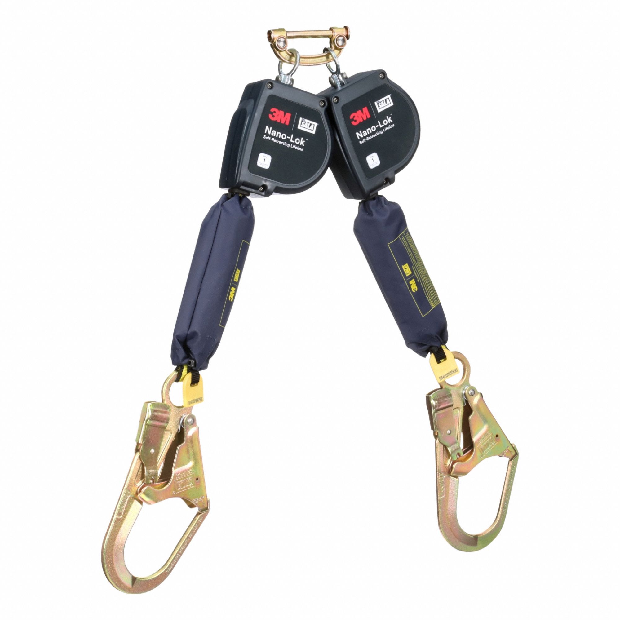 Self Retracting Lifeline: Steel Rebar Hook Anchor, Harness Steel Quick-Connect, 2 legs