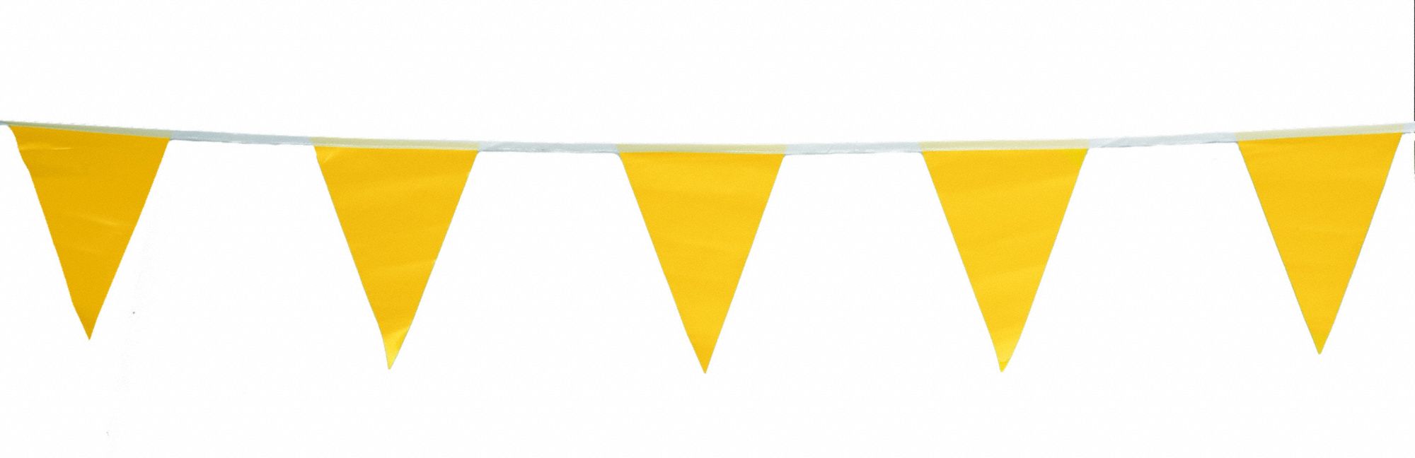 PENNANTS, VINYL, 60 FT OVERALL L, 12 IN OVERALL H, 36 PENNANTS INCLUDED, YELLOW