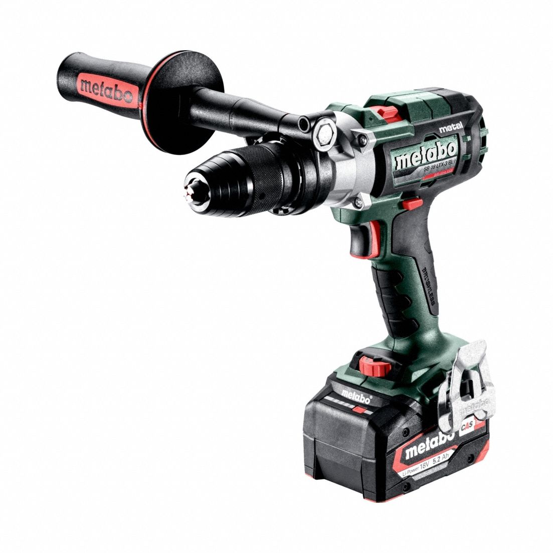 METABO Hammer Drill/Driver: 18V DC, Premium, 1/2 in Chuck, 5/8 in Concrete Capacity, 3 Speeds (MPN SB 18 LTX-3 BL Q I bare MB). Key specifications — attr1256163: 3; attr1256171: 5.5 Ah; attr1256172: Yes; attr1256187: 11.
