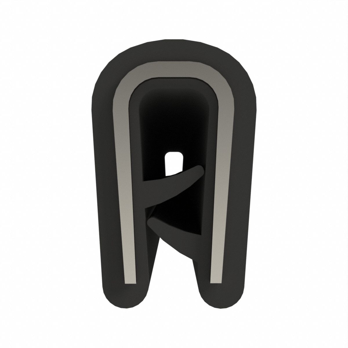 Edge Trim: Double Gripping Finger, 10 ft Overall Lg, PVC Outer, 7/16 in Leg Lg