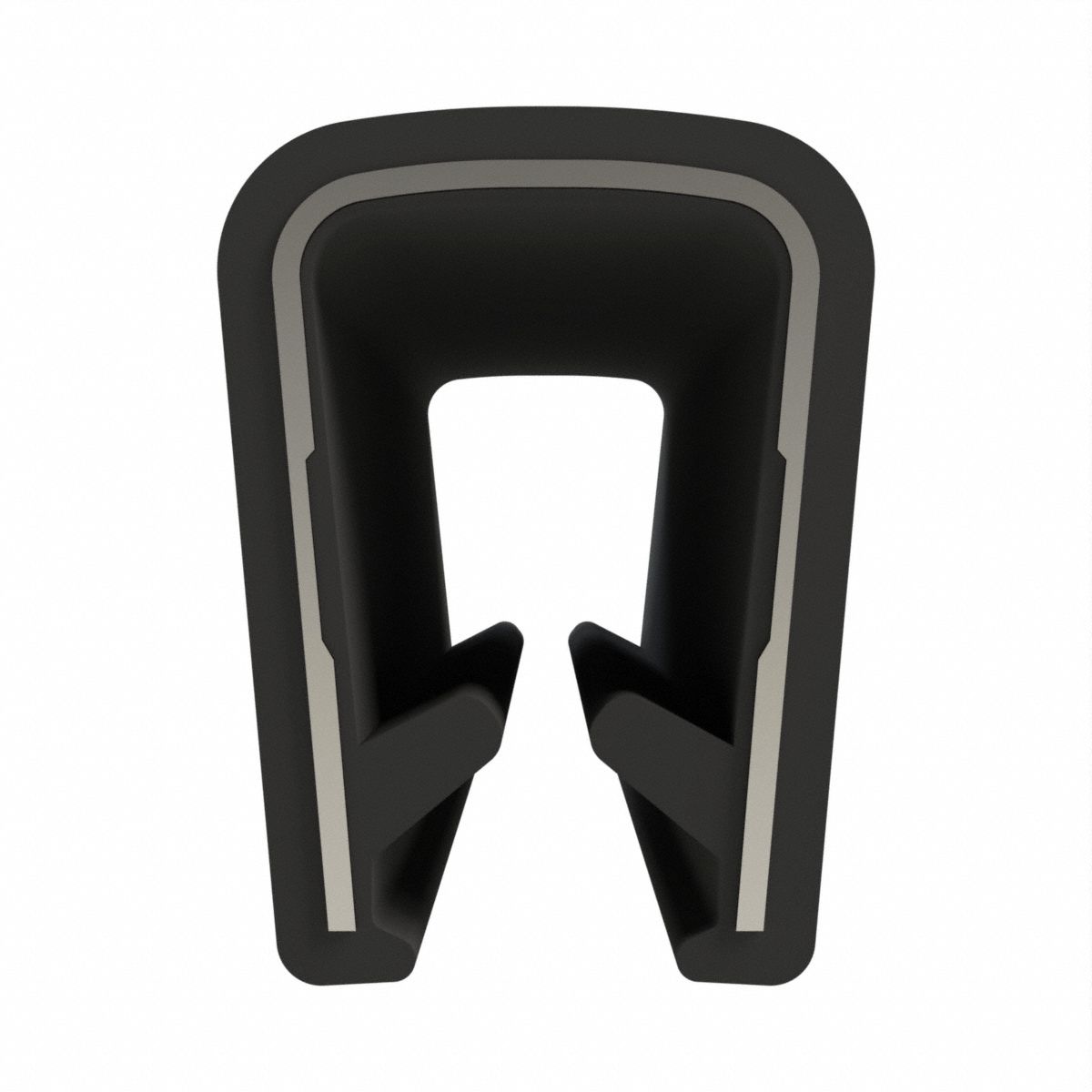 Edge Trim: Double Gripping Finger, 10 ft Overall Lg, PVC Outer, 11/16 in Leg Lg