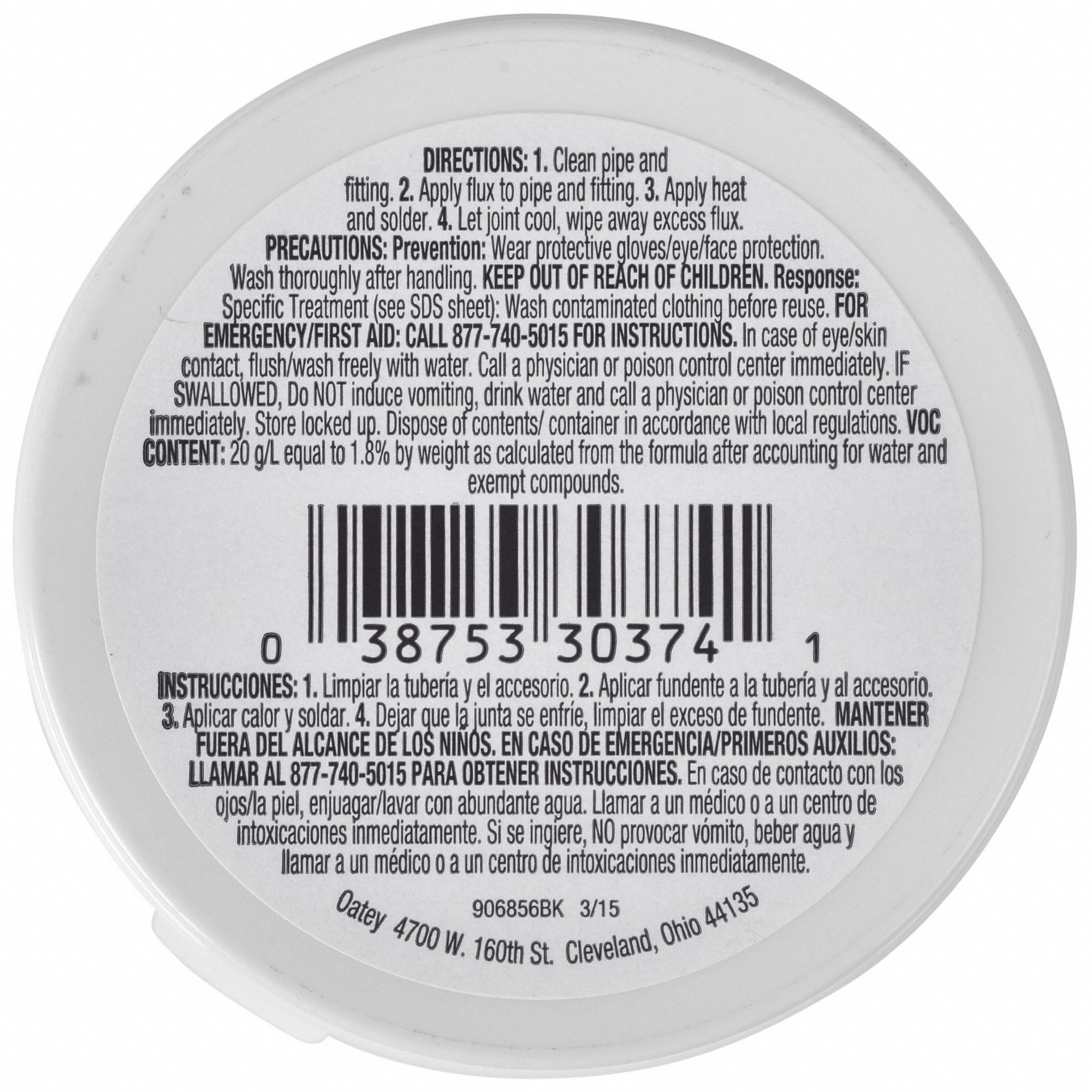 OATEY Lead Free Flux: 1.7 oz, Can, No. 95 - 39AN78|30374 - Grainger