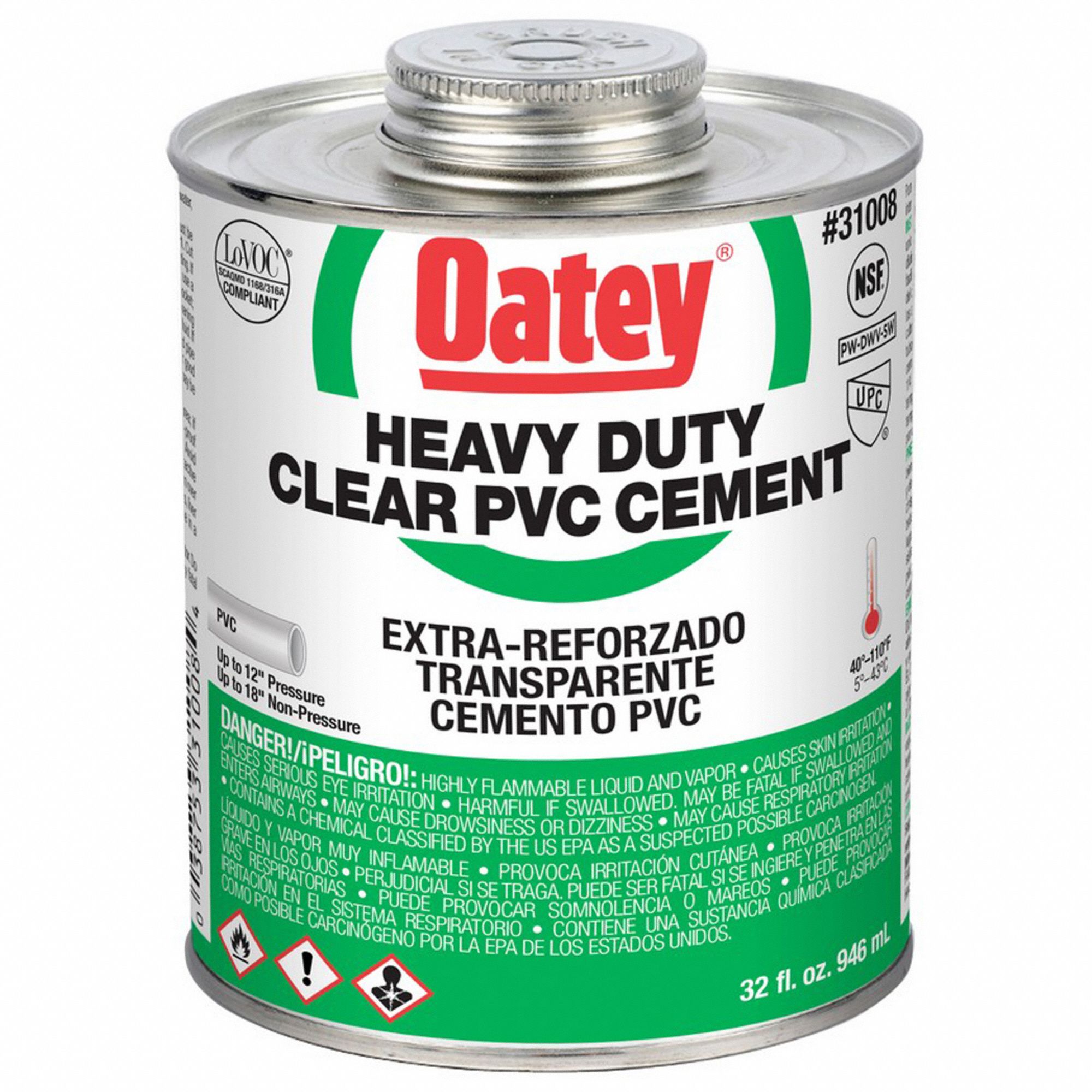 OATEY, Heavy Duty, 32 fl oz, Pipe Cement 39AP1231008 Grainger