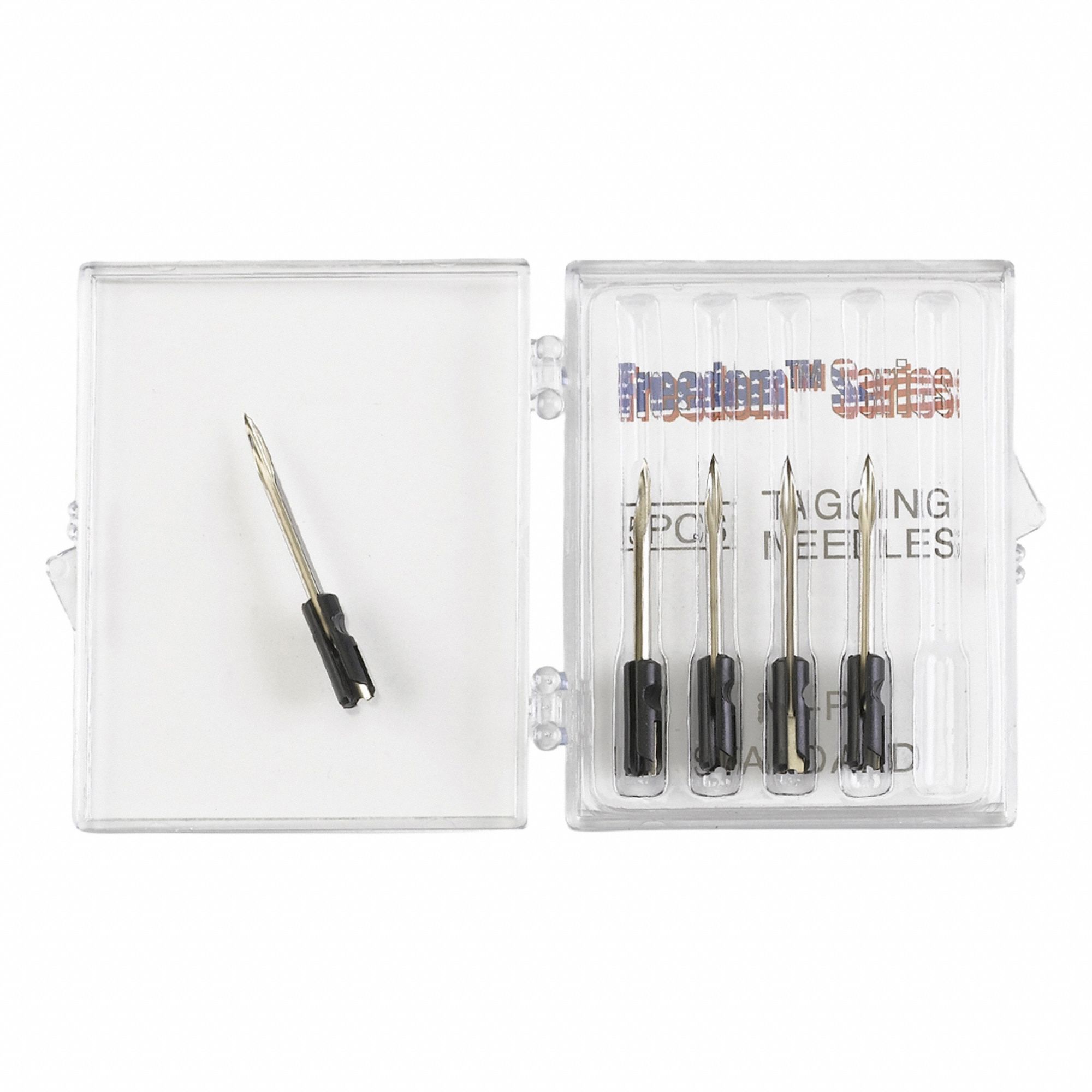 Tagging Needle: Std, Black, 1 13/16 mm Overall Dia, 33 5/8 mm Overall Lg, Steel