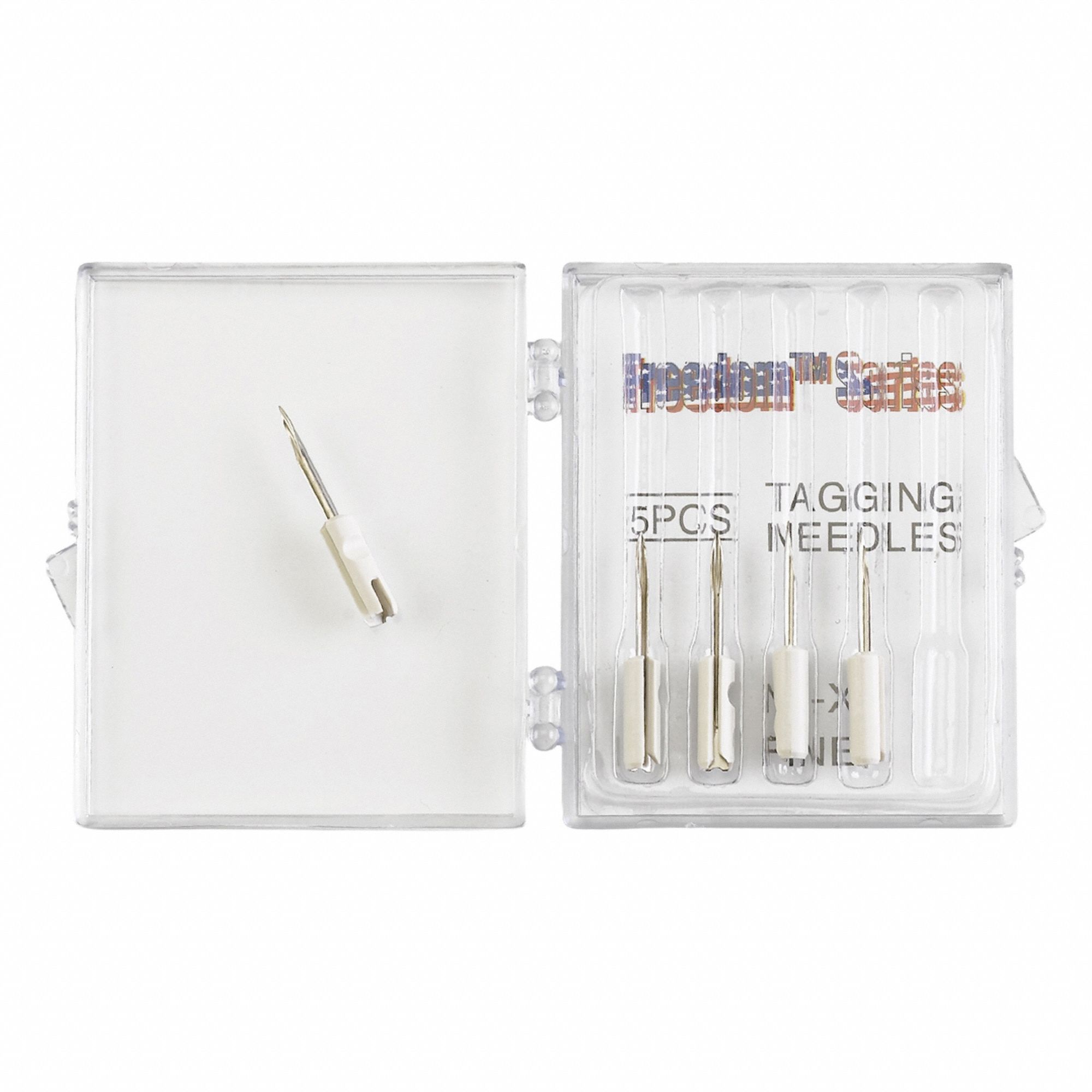 Tagging Needle: Fine, White, 1 3/8 mm Overall Dia, 26 mm Overall Lg, Steel