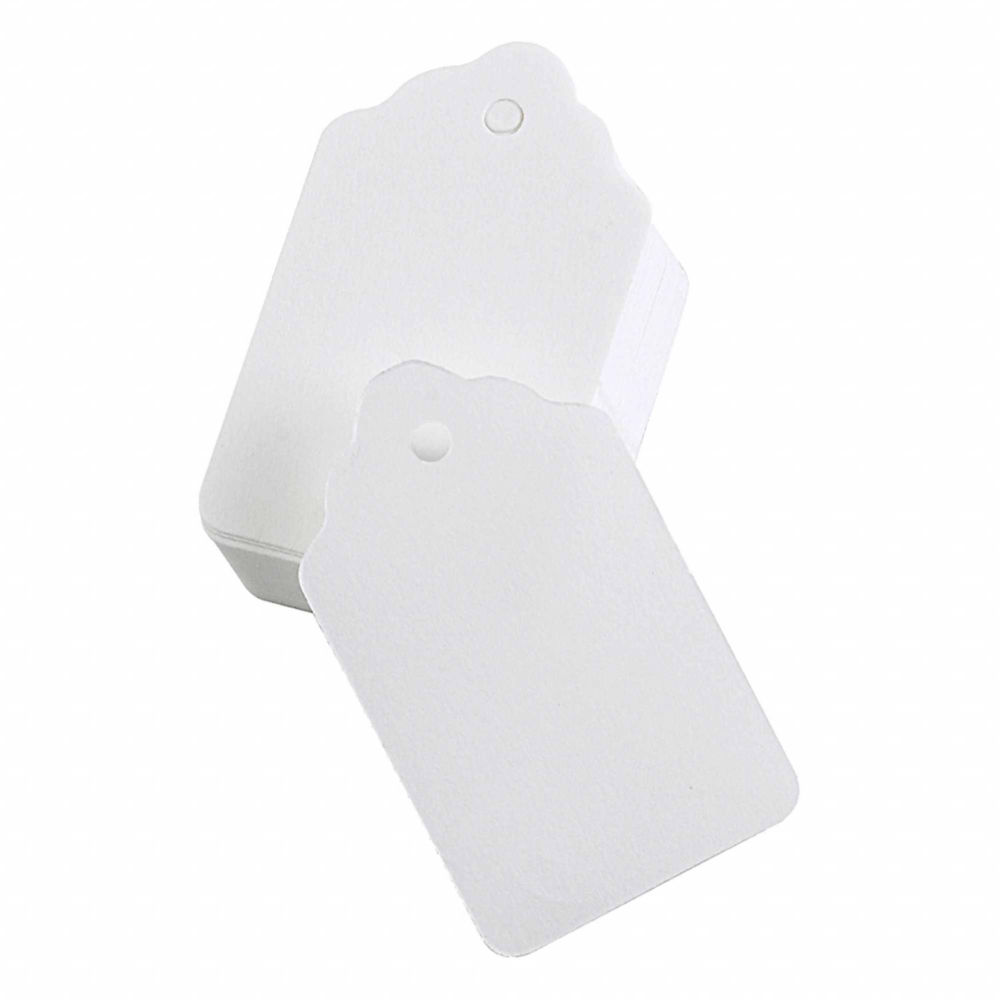 Retail Tag: Paper, White, 1 1/8 in Overall Ht, 1 1/2 in Overall Wd