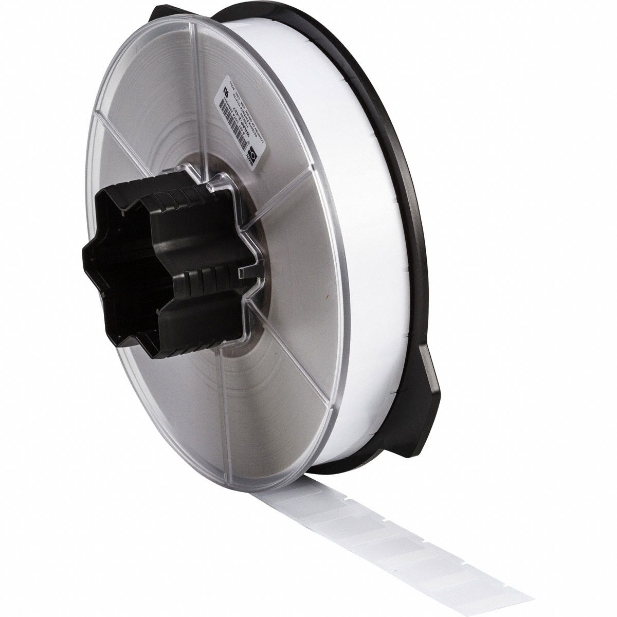 Wraparound Label: 1 in x 1 in, Vinyl, Black on White, For 16 AWG to 8 AWG Wire Gauge